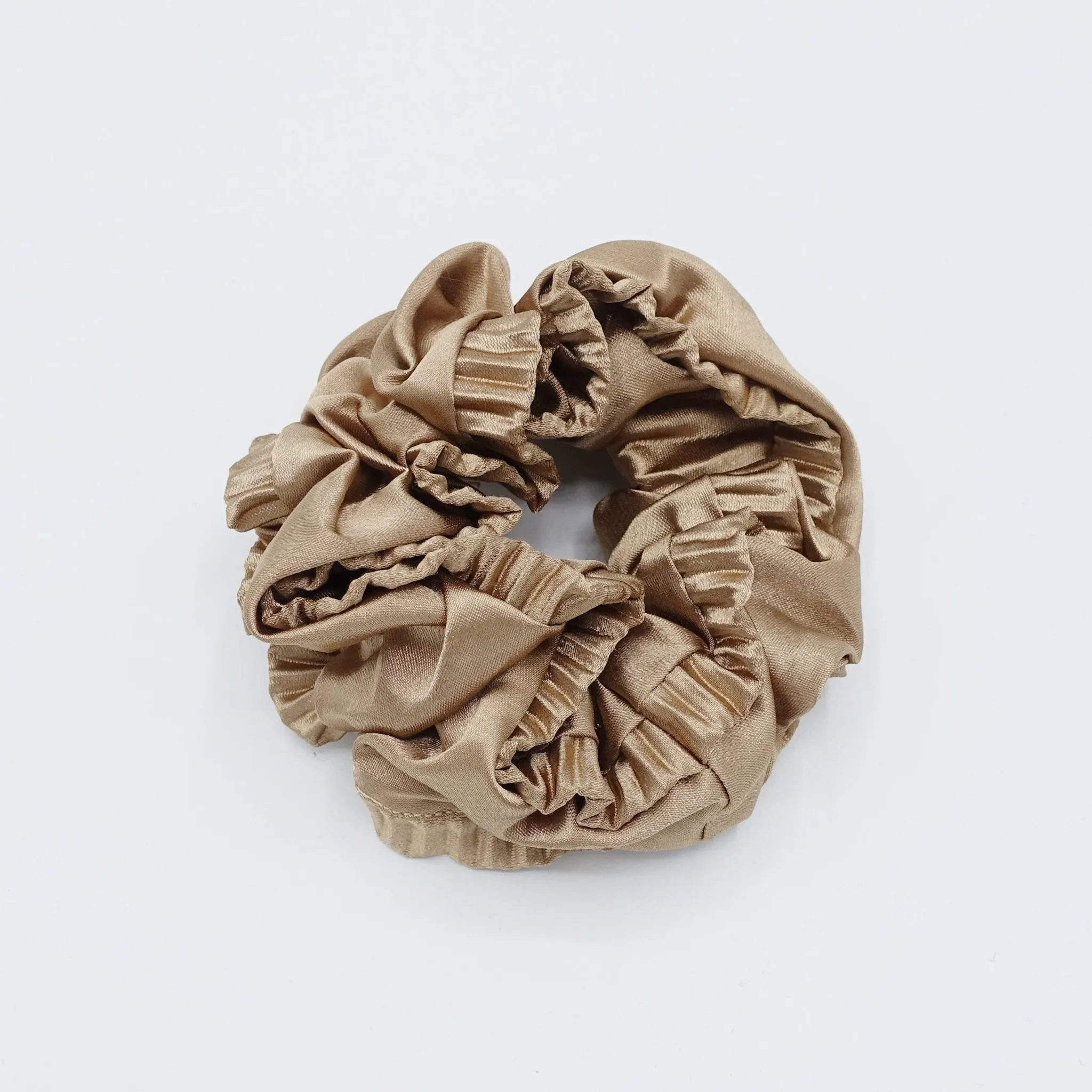 edge pleated glossy satin scrunchies women hair elastic tie scrunchy
