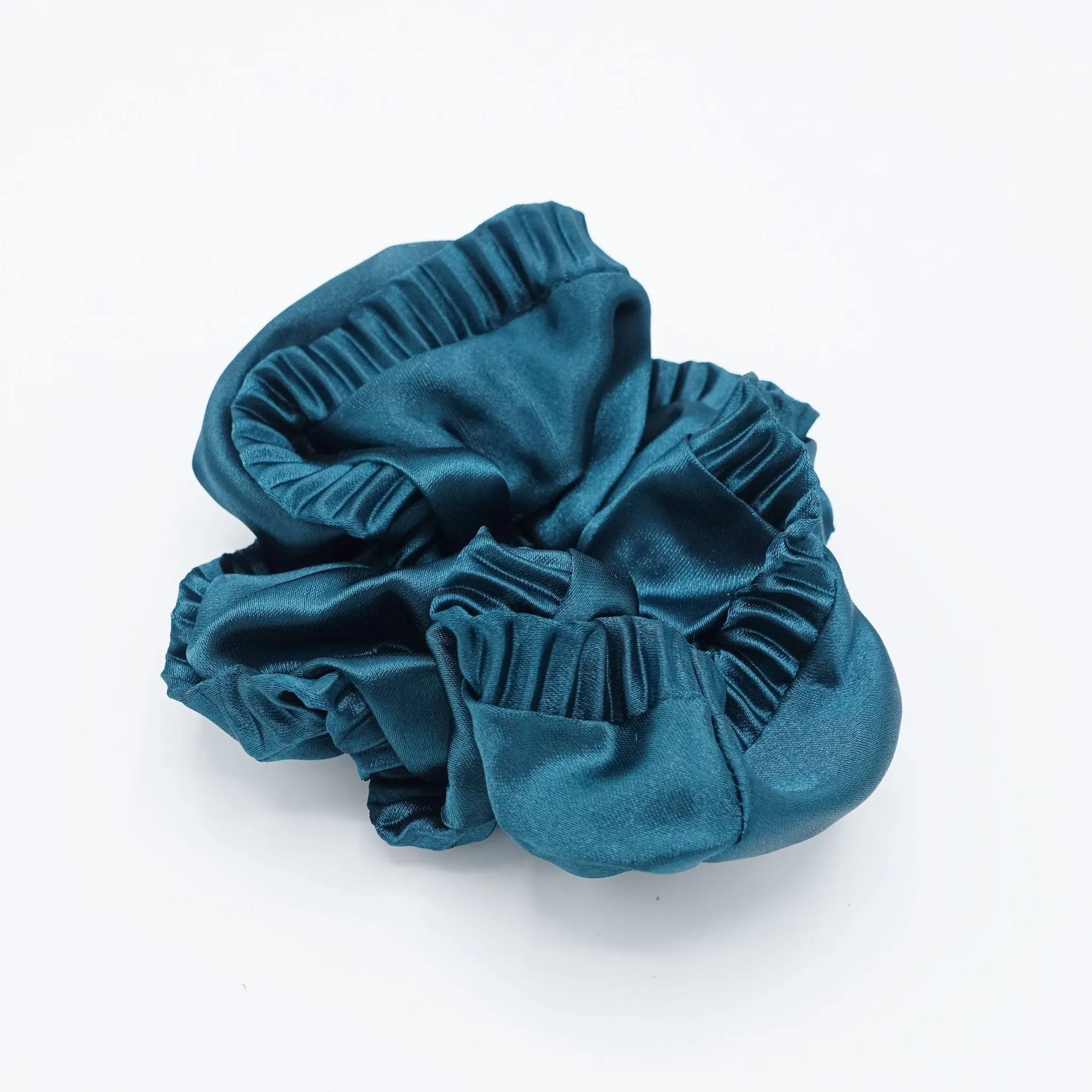edge pleated glossy satin scrunchies women hair elastic tie scrunchy