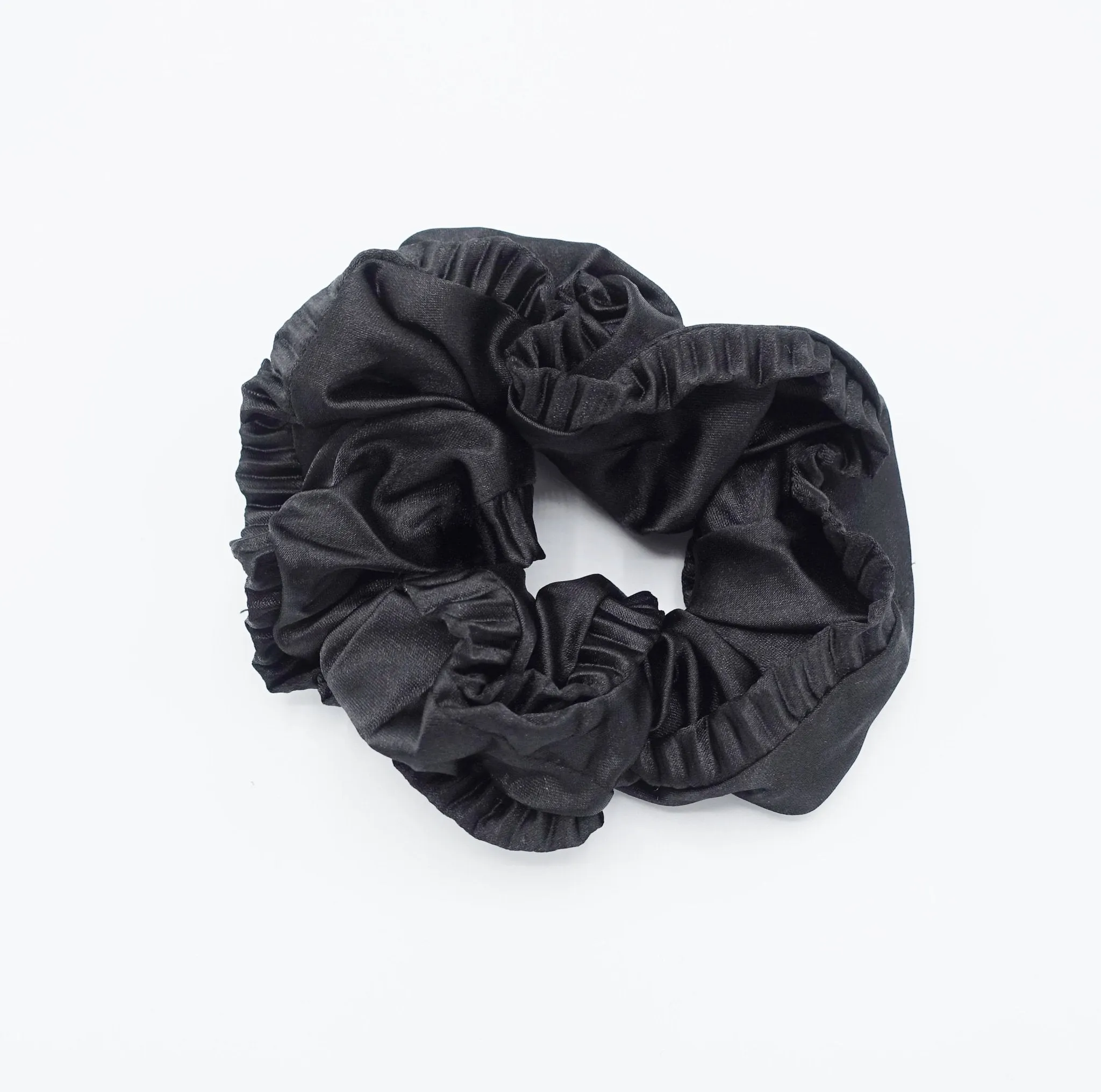 edge pleated glossy satin scrunchies women hair elastic tie scrunchy