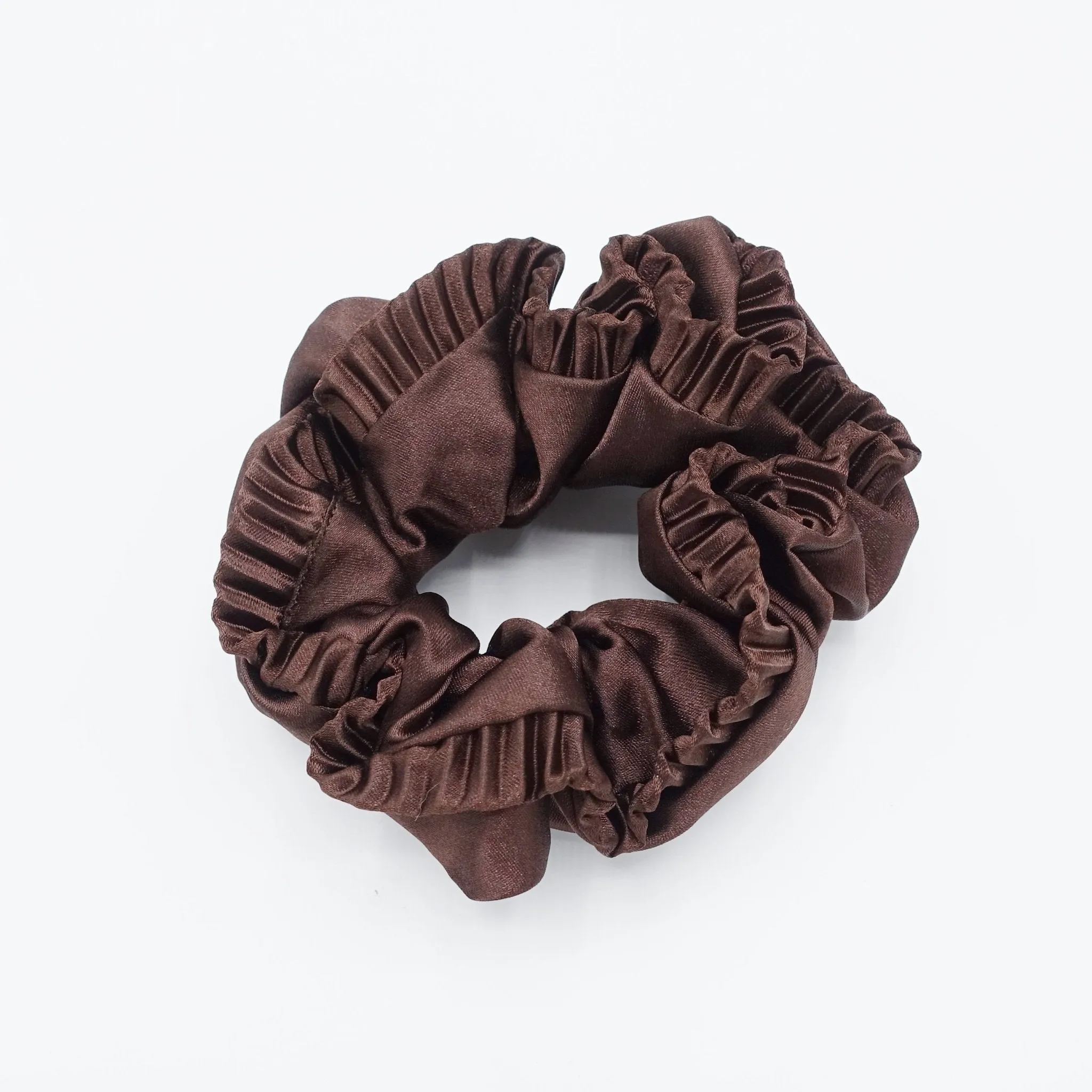edge pleated glossy satin scrunchies women hair elastic tie scrunchy