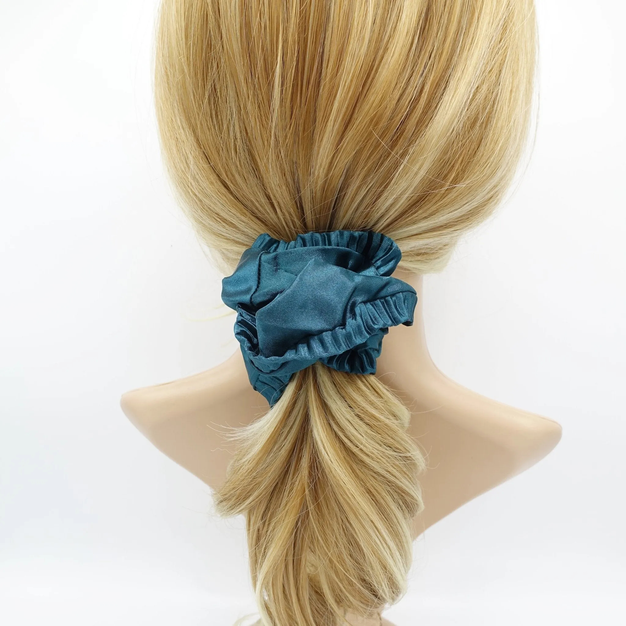 edge pleated glossy satin scrunchies women hair elastic tie scrunchy