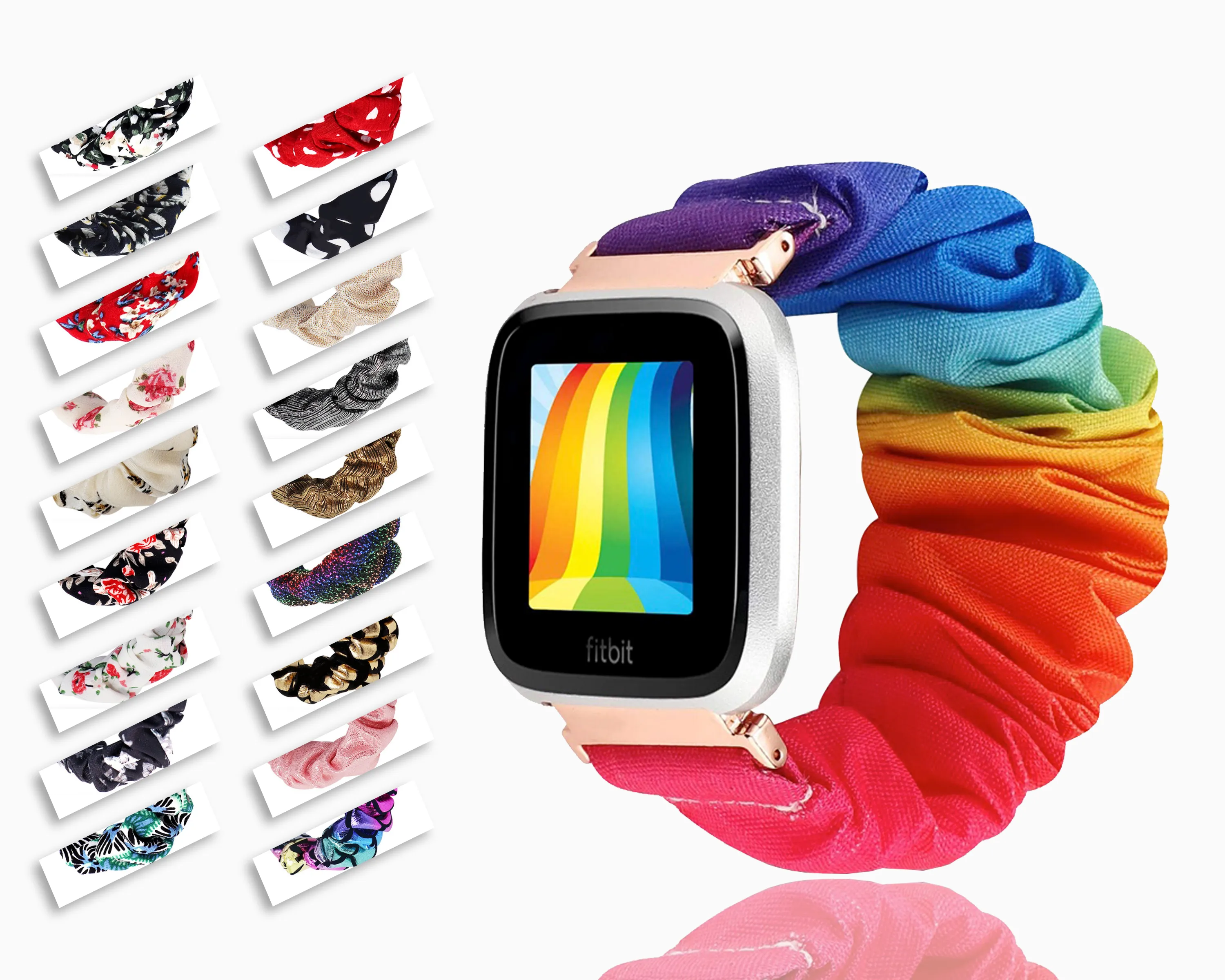 Elastic Fitbit Versa scrunchies Rainbow LBGT Pride colorful equality scrunchie band, fabric stretch 23mm watchband, cute summer scrunchy