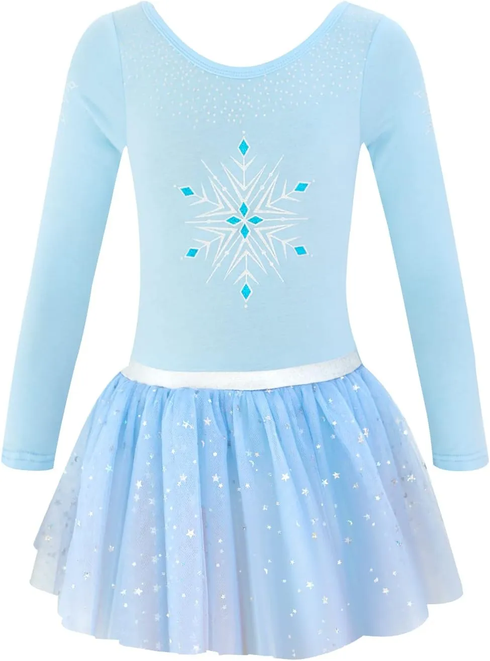 EQSJIU Long Sleeve Leotard for Girls Leotards Dance Ballet Dress Kids Dance Dress with 3 layers Sparkle Tutu
