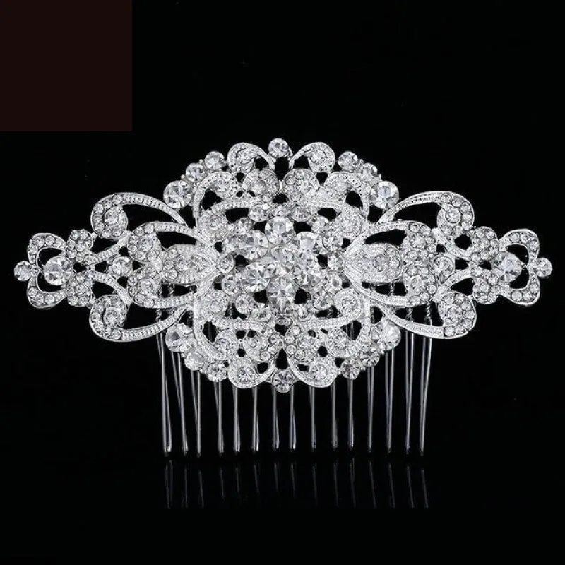 European Designs Simulated Pearl Crystal Flower Bridal Hair Combs Wedding Hair Jewelry