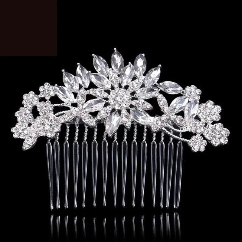 European Designs Simulated Pearl Crystal Flower Bridal Hair Combs Wedding Hair Jewelry