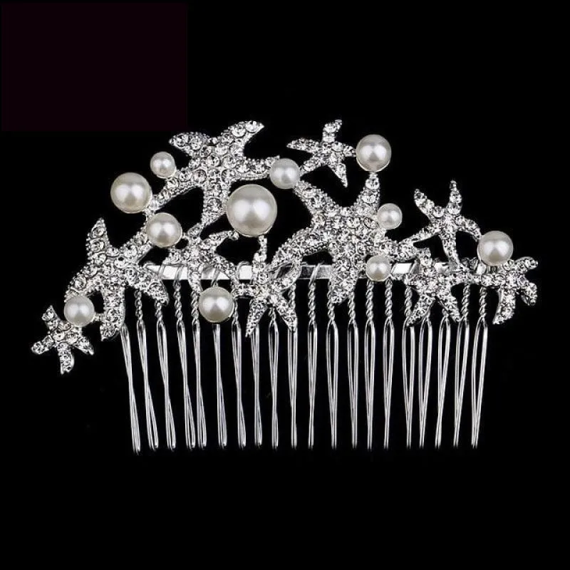 European Designs Simulated Pearl Crystal Flower Bridal Hair Combs Wedding Hair Jewelry