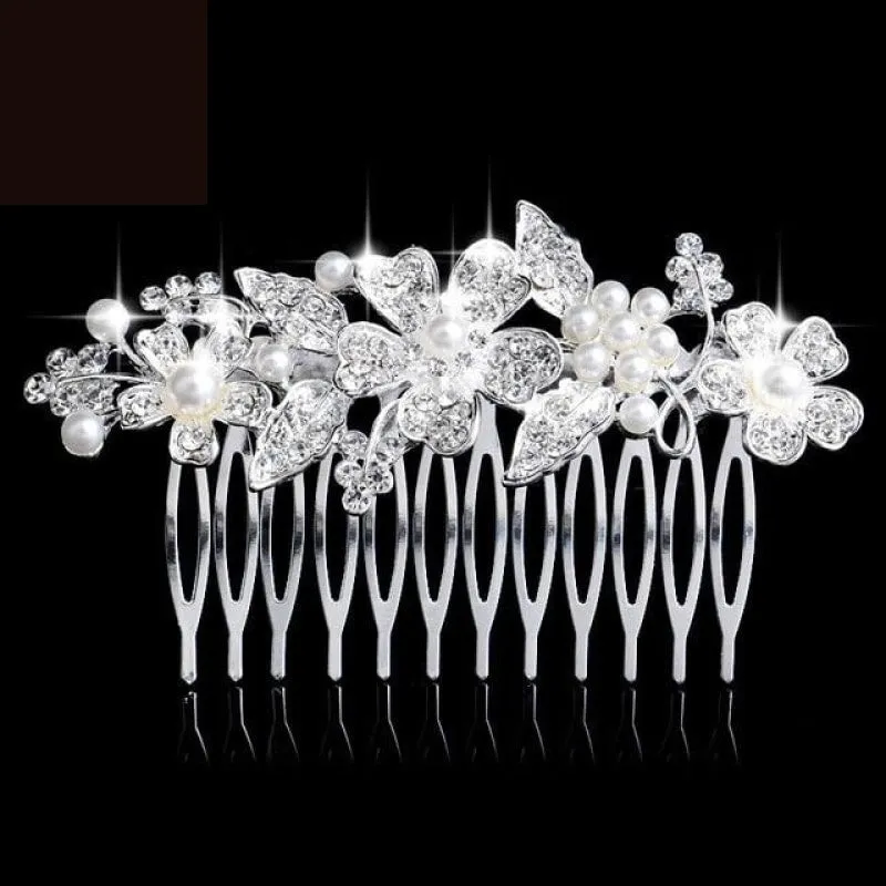 European Designs Simulated Pearl Crystal Flower Bridal Hair Combs Wedding Hair Jewelry