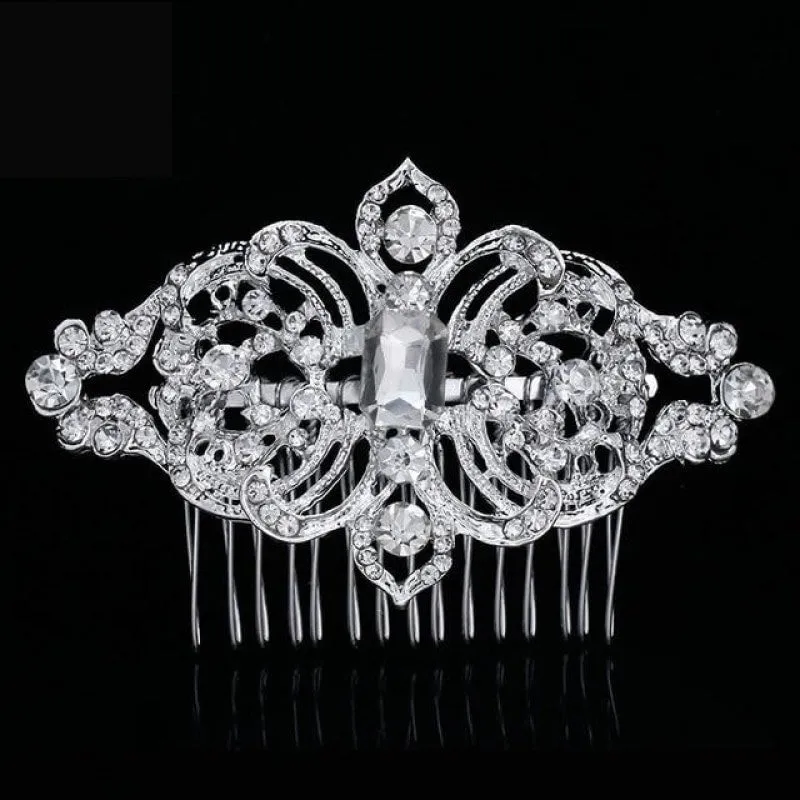 European Designs Simulated Pearl Crystal Flower Bridal Hair Combs Wedding Hair Jewelry