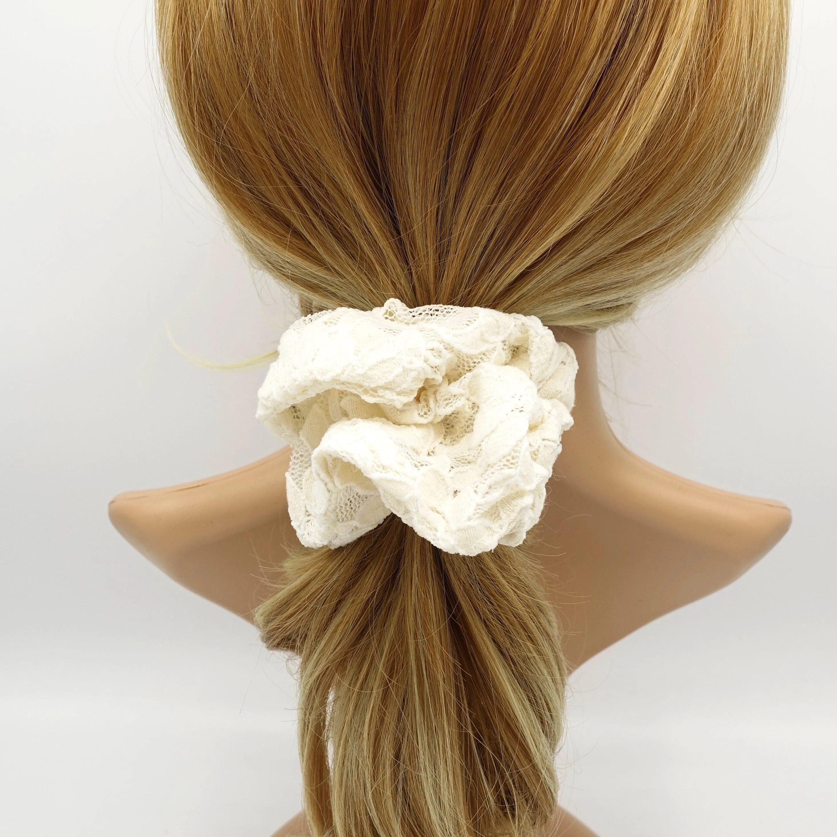 floral lace scrunchies flower petal hair elastic women hair tie