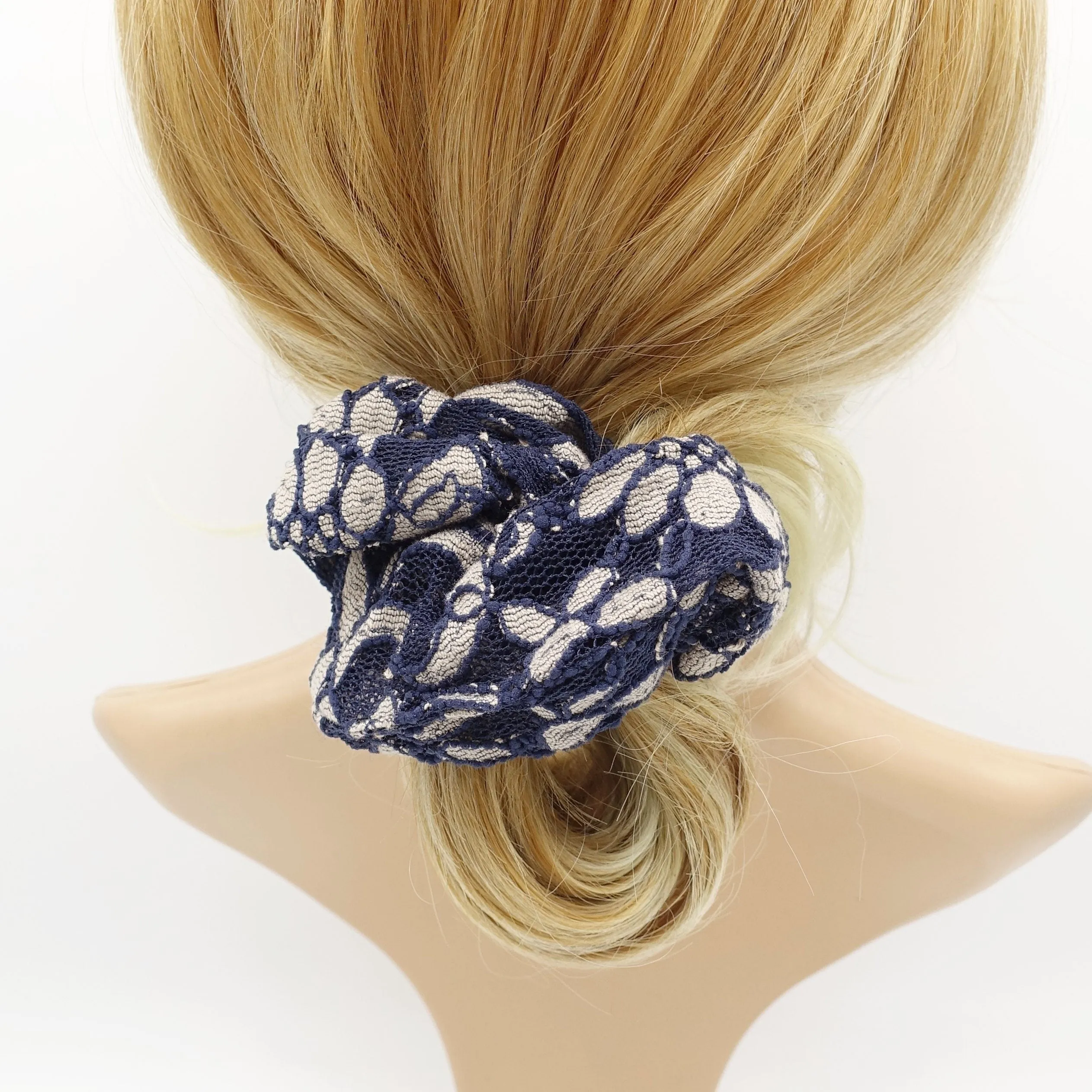 floral lace scrunchies flower petal hair elastic women hair tie