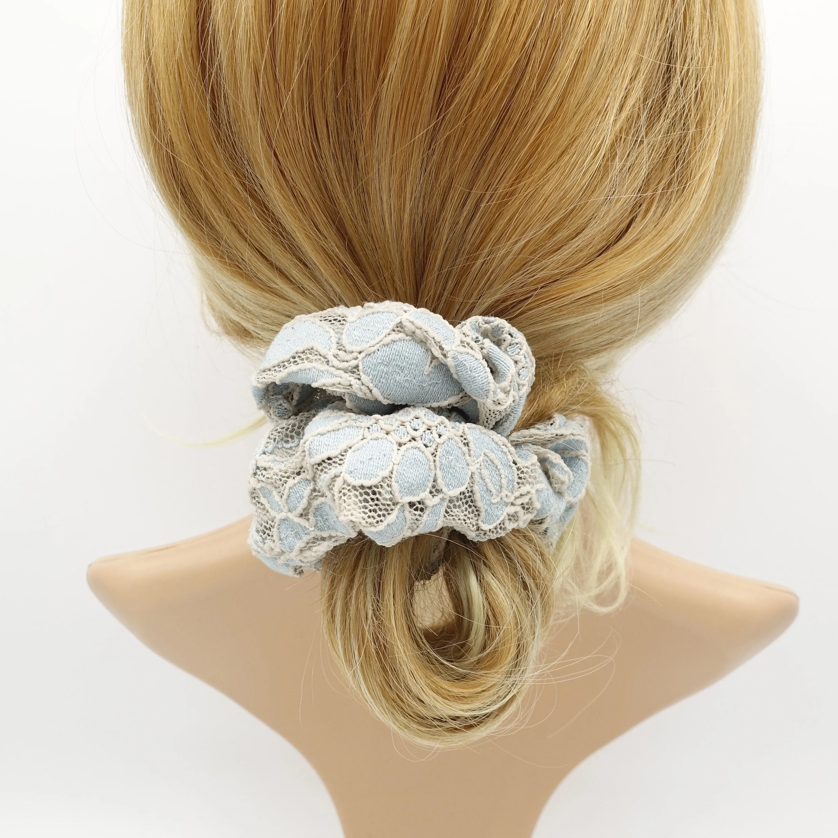 floral lace scrunchies flower petal hair elastic women hair tie
