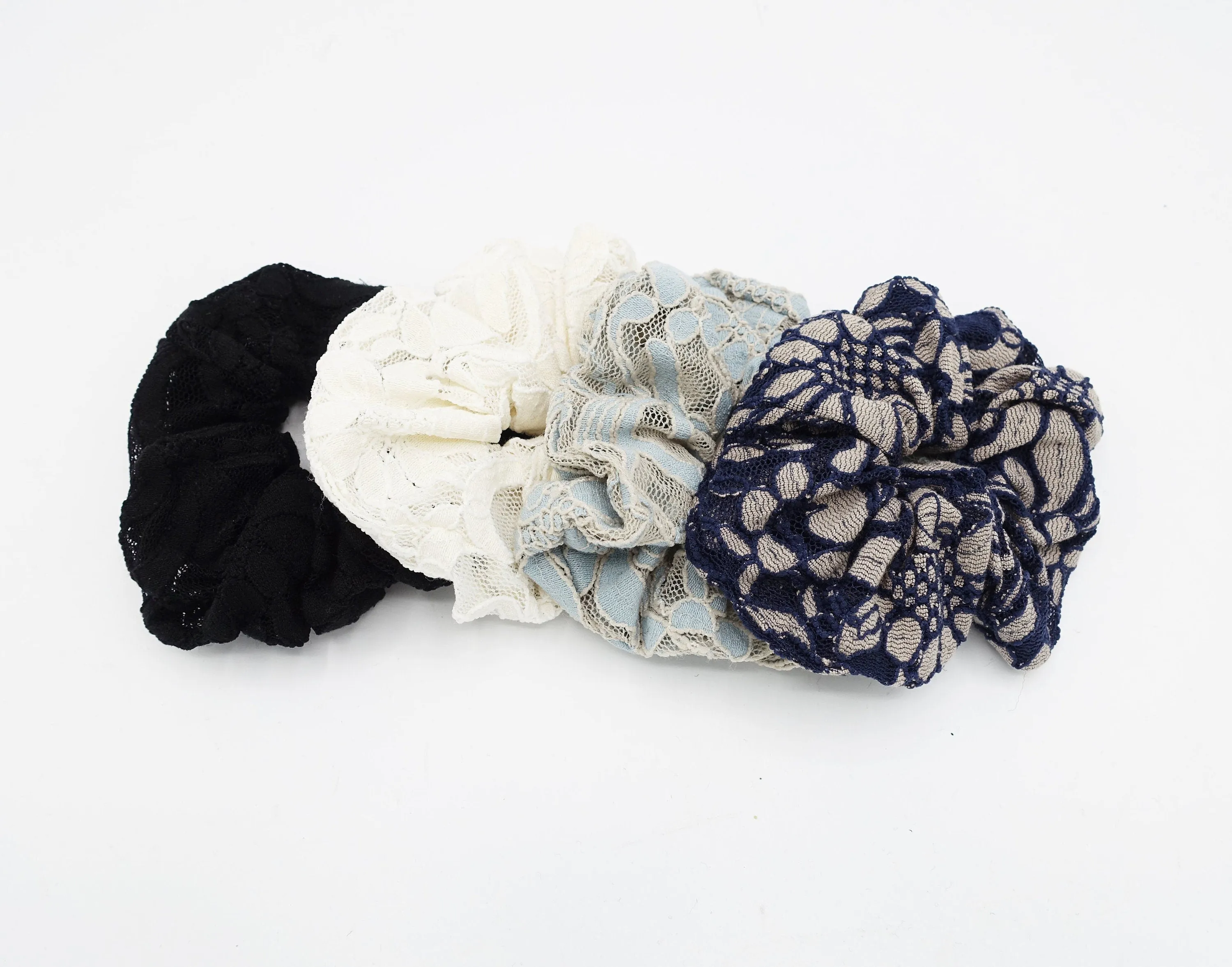 floral lace scrunchies flower petal hair elastic women hair tie