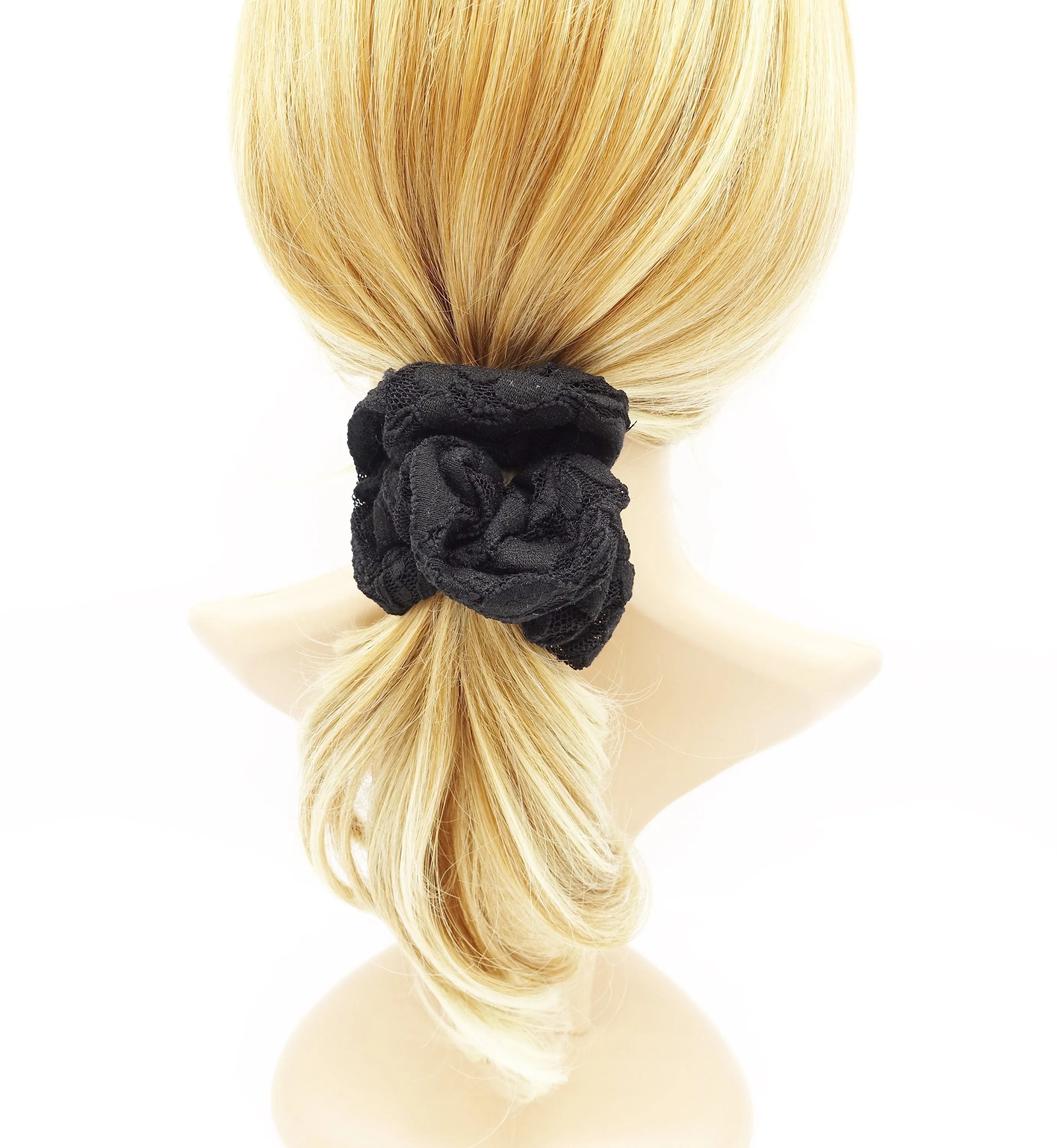 floral lace scrunchies flower petal hair elastic women hair tie