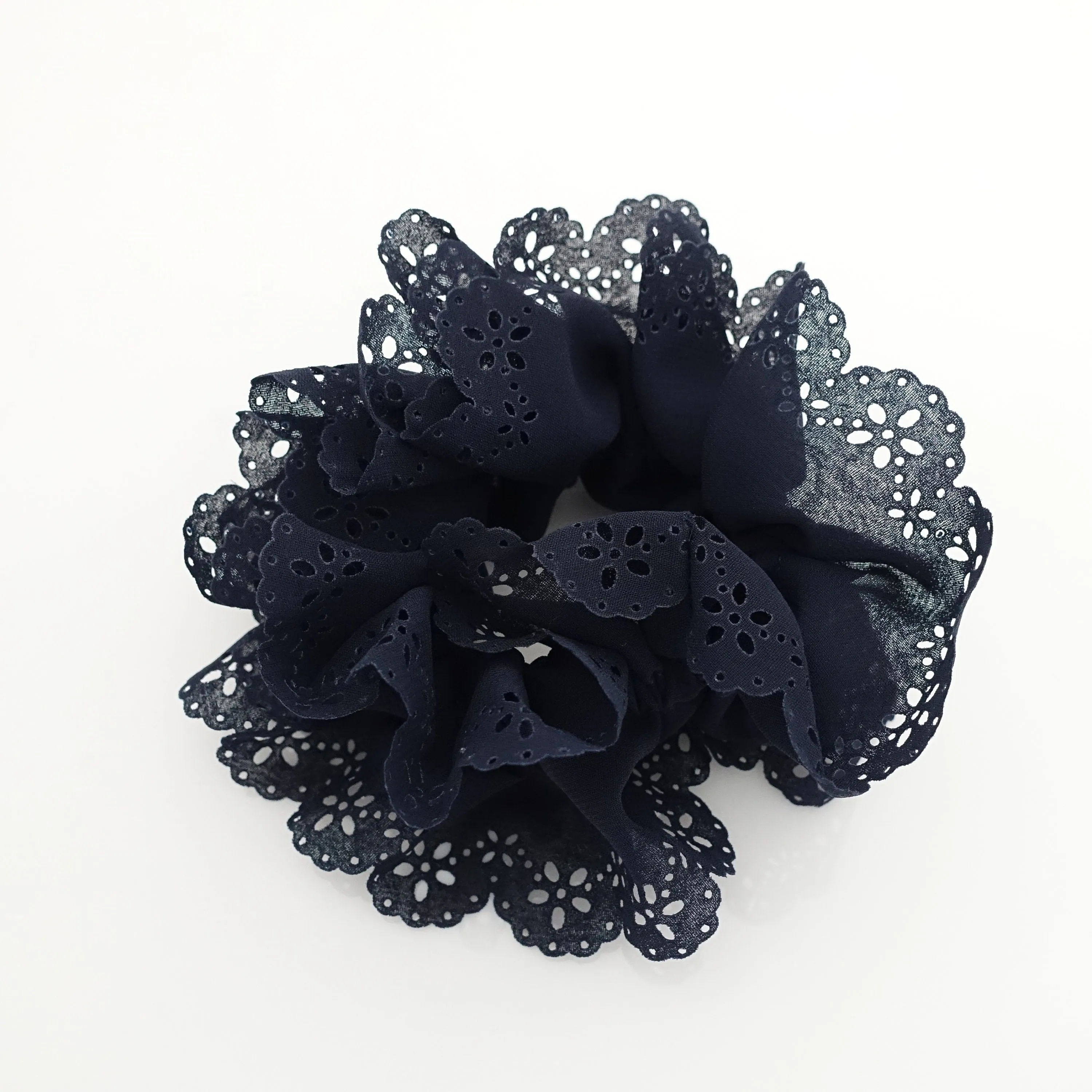 Floral Lace scrunchy petal edge chiffon scrunchies Hair Elastic Ponytail Holder Women Hair tie scrunchie