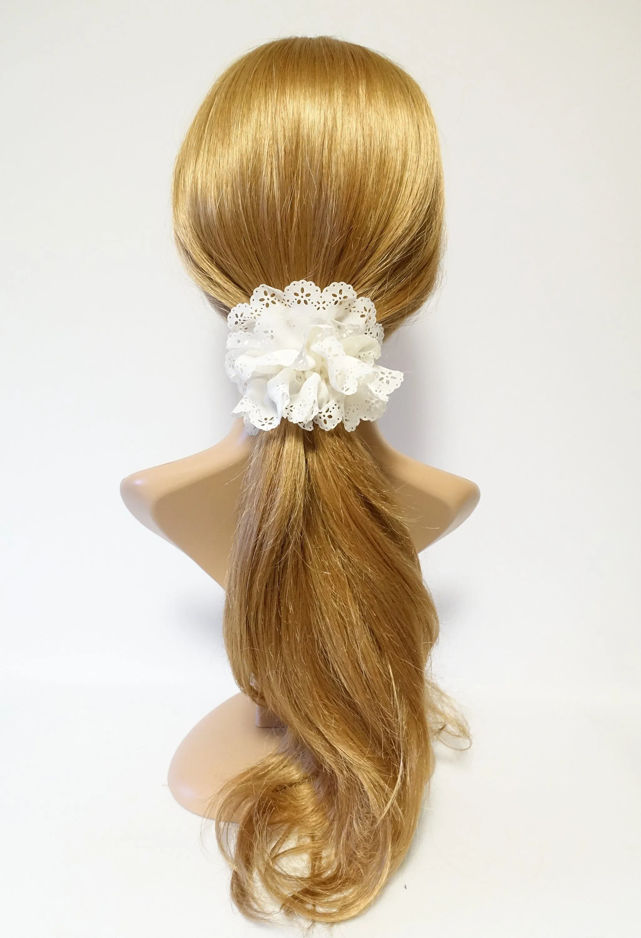 Floral Lace scrunchy petal edge chiffon scrunchies Hair Elastic Ponytail Holder Women Hair tie scrunchie