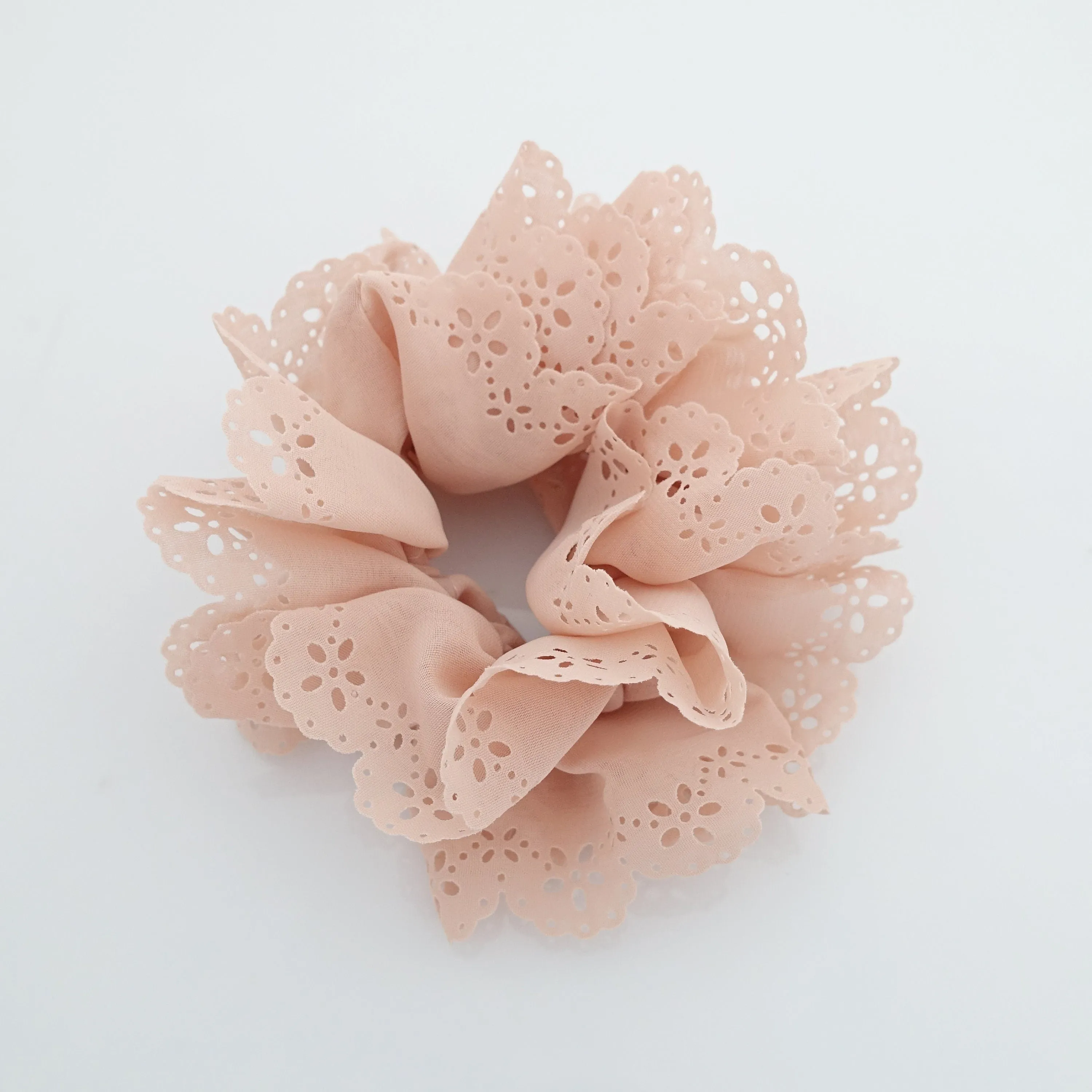 Floral Lace scrunchy petal edge chiffon scrunchies Hair Elastic Ponytail Holder Women Hair tie scrunchie