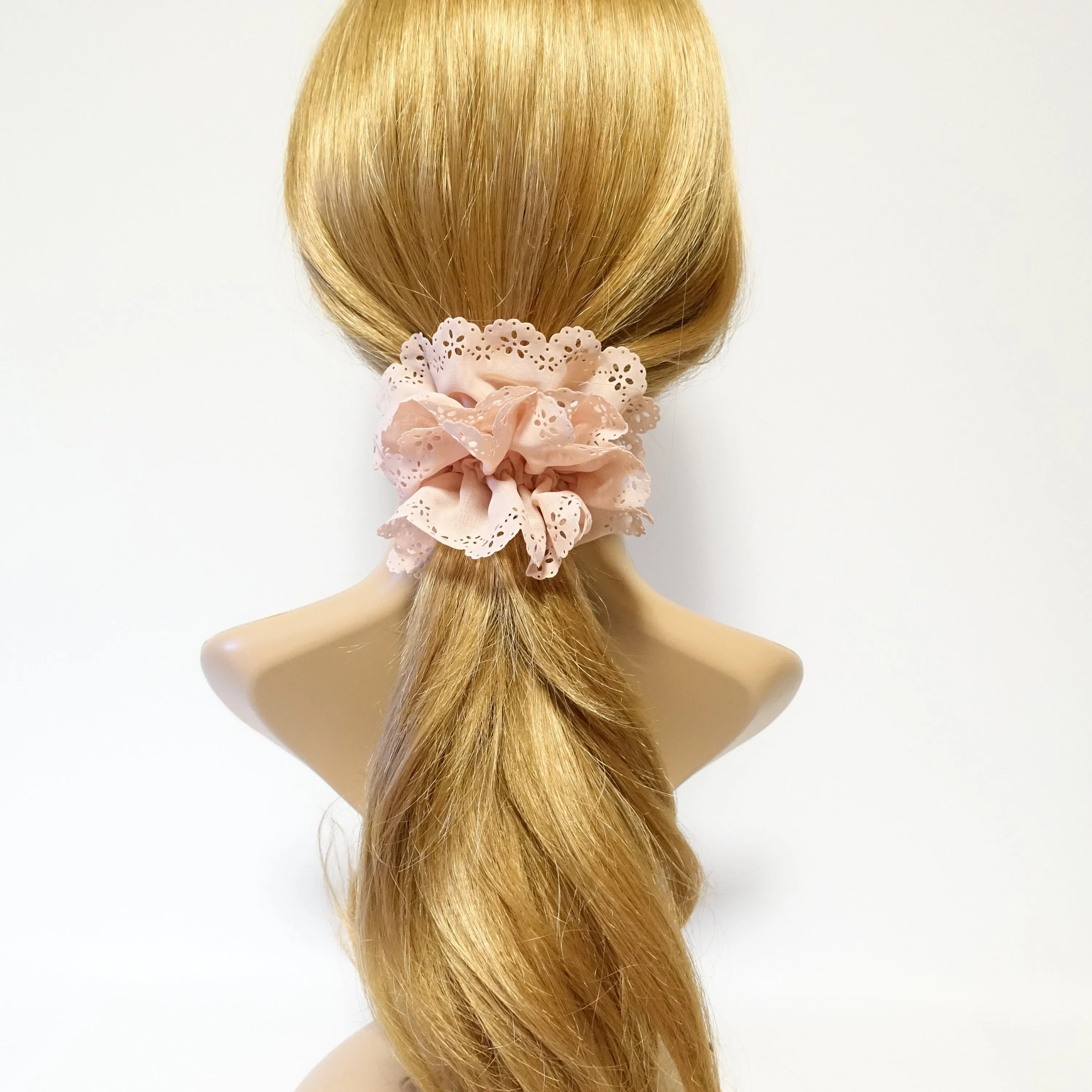 Floral Lace scrunchy petal edge chiffon scrunchies Hair Elastic Ponytail Holder Women Hair tie scrunchie