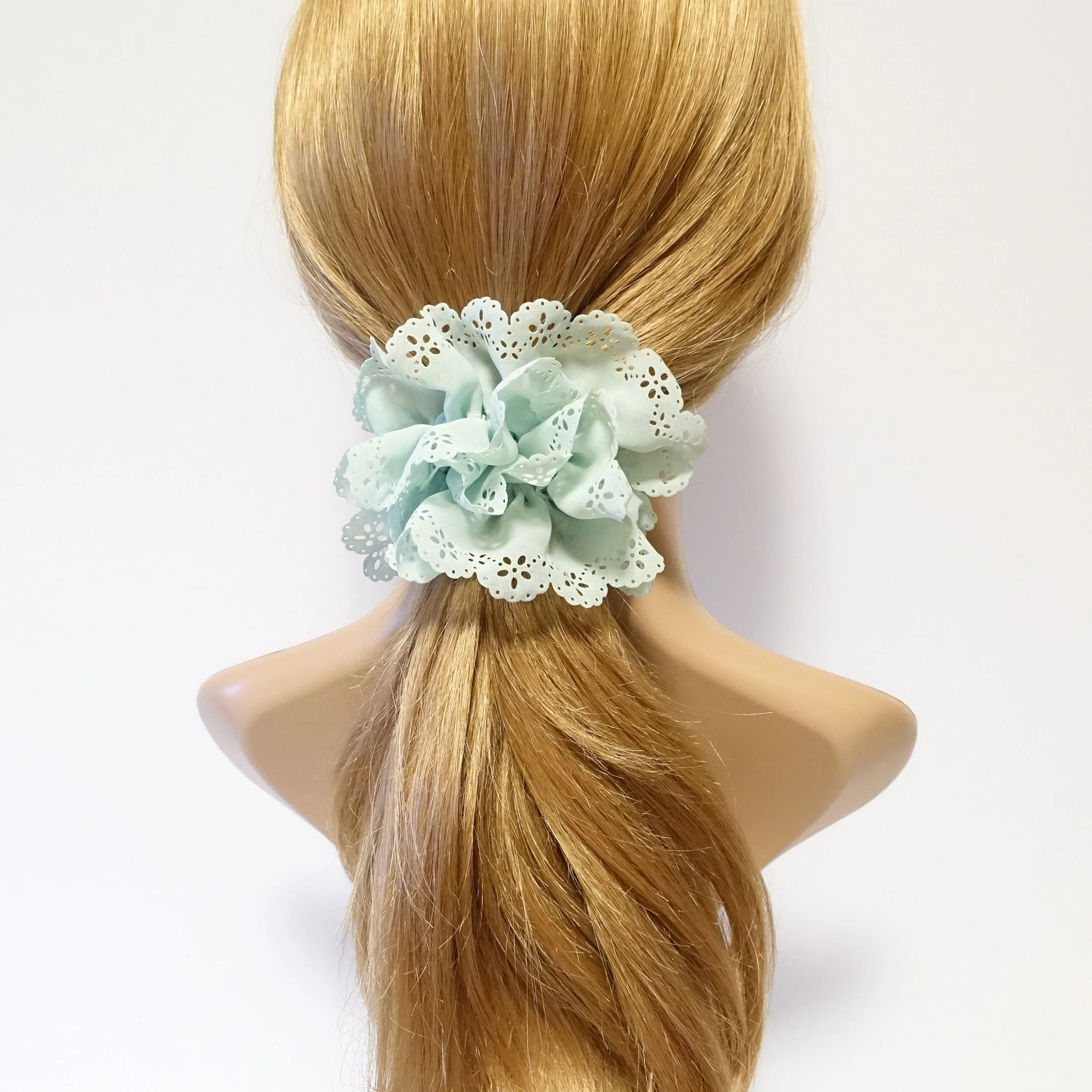 Floral Lace scrunchy petal edge chiffon scrunchies Hair Elastic Ponytail Holder Women Hair tie scrunchie
