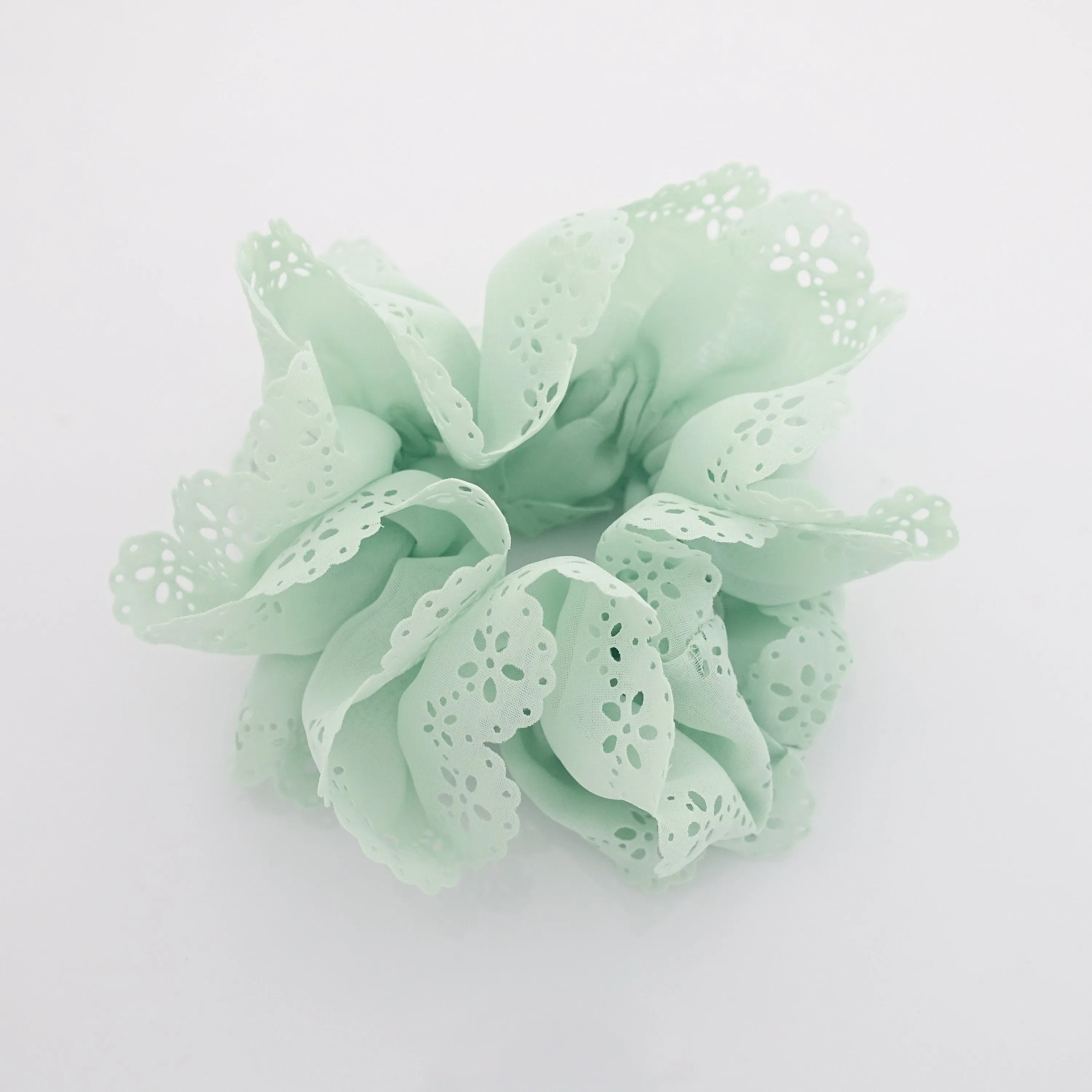 Floral Lace scrunchy petal edge chiffon scrunchies Hair Elastic Ponytail Holder Women Hair tie scrunchie