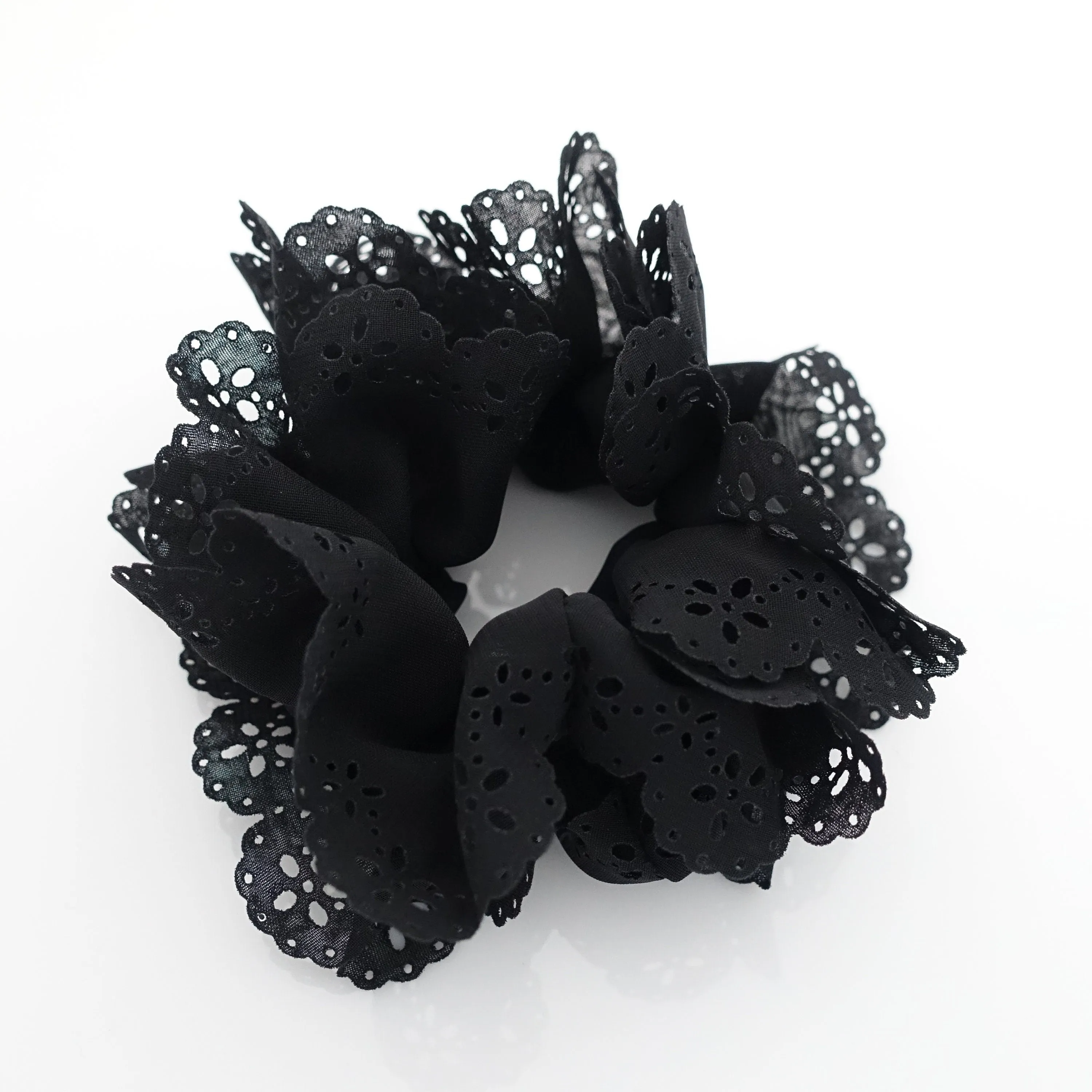 Floral Lace scrunchy petal edge chiffon scrunchies Hair Elastic Ponytail Holder Women Hair tie scrunchie