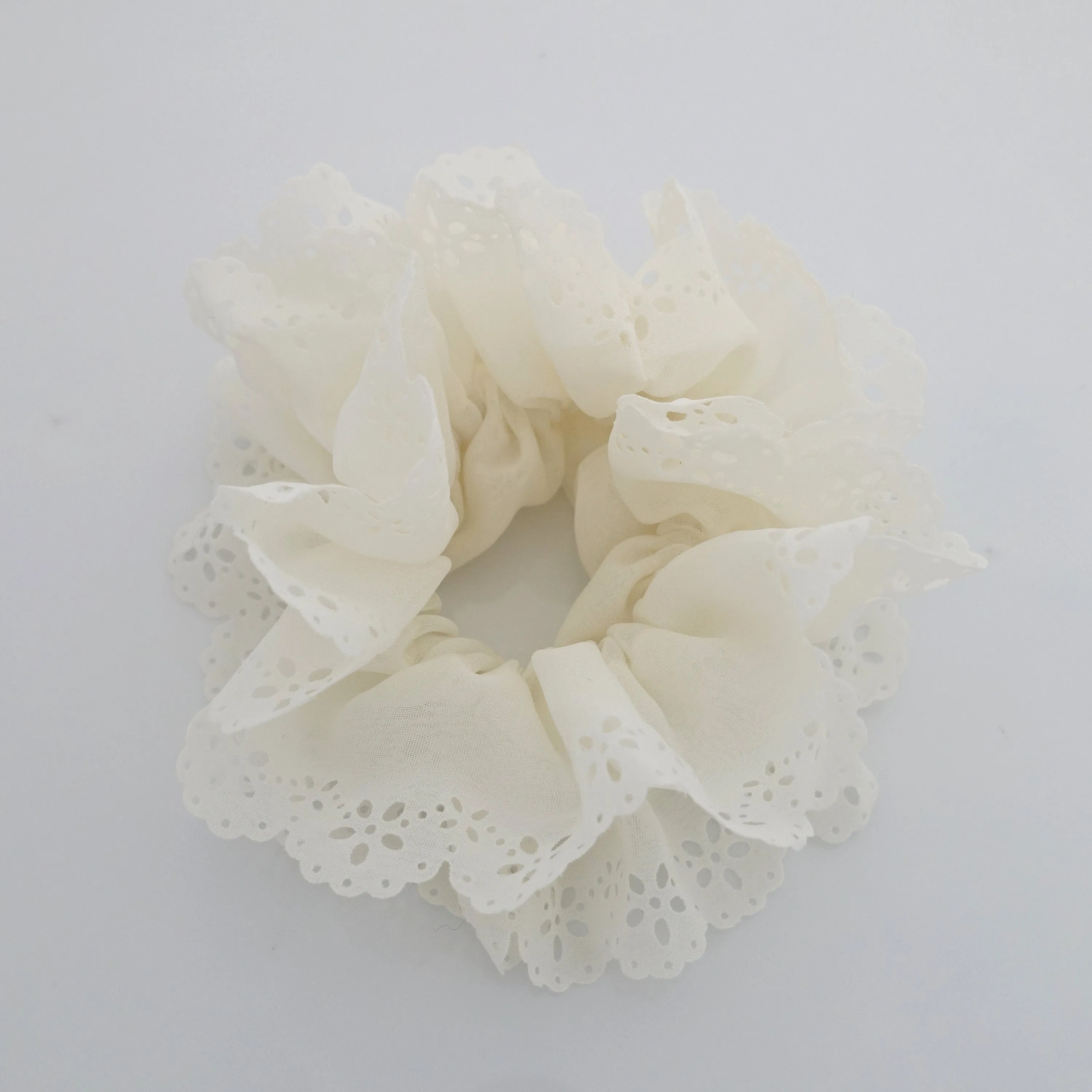 Floral Lace scrunchy petal edge chiffon scrunchies Hair Elastic Ponytail Holder Women Hair tie scrunchie