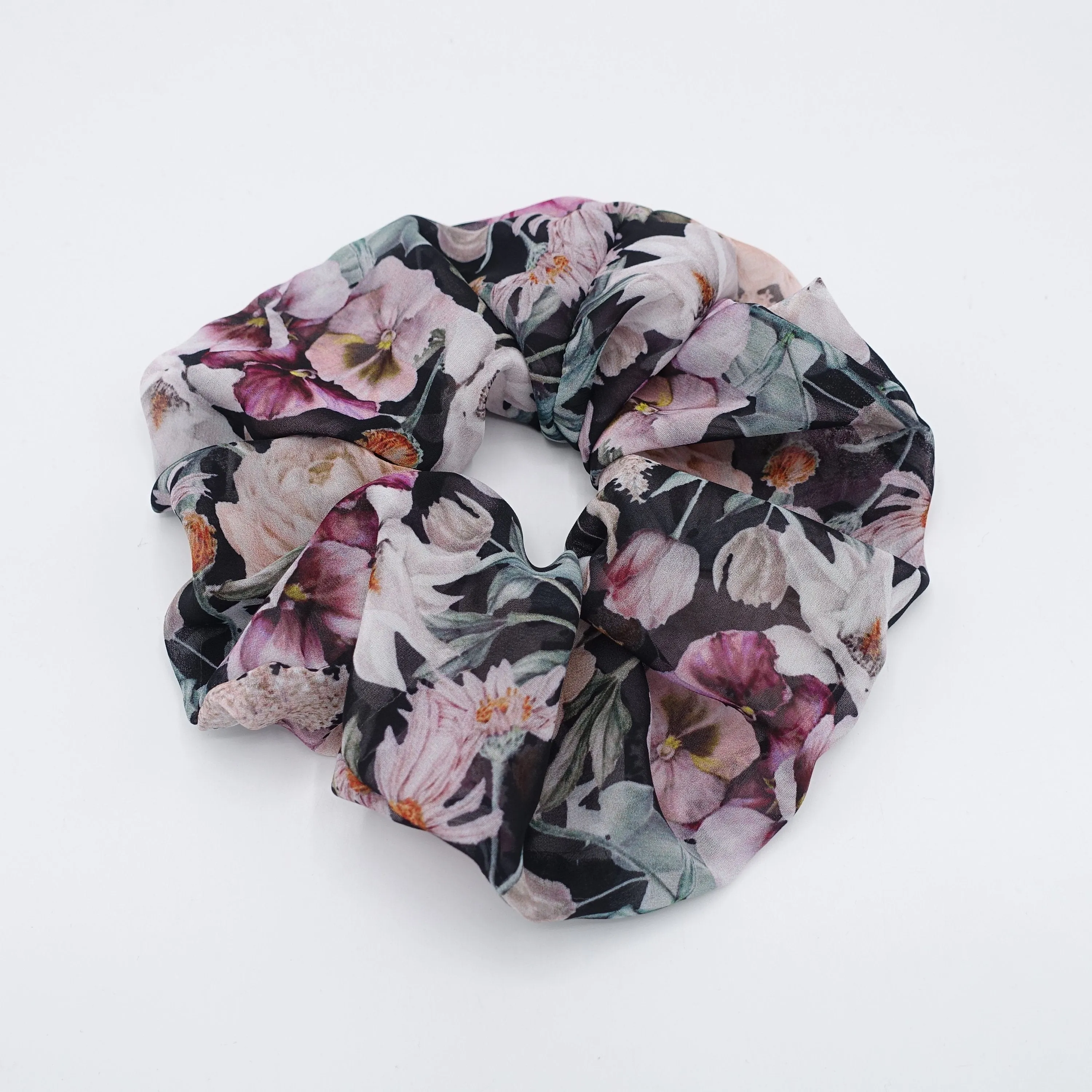 floral scrunchies oversized hair tie for women
