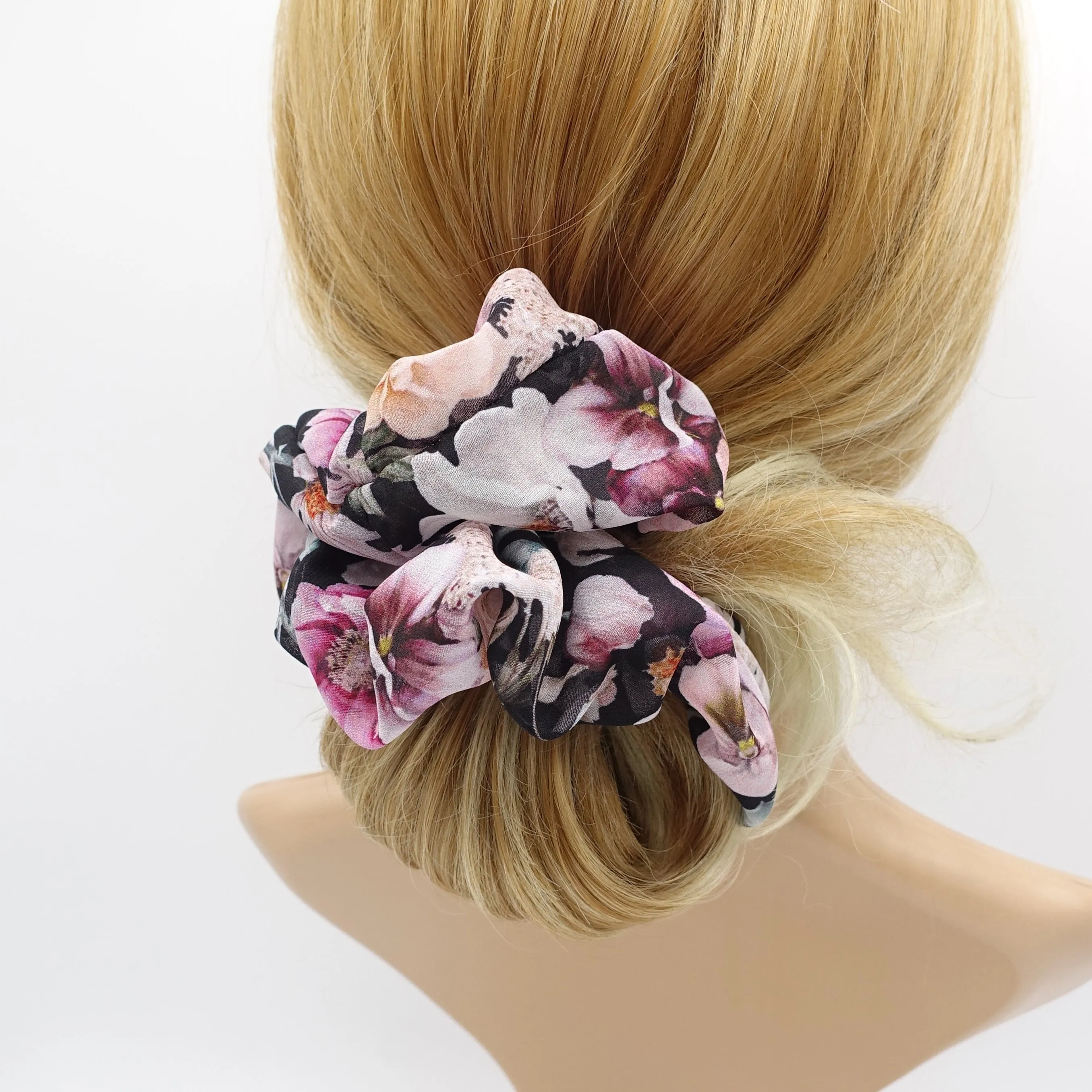 floral scrunchies oversized hair tie for women