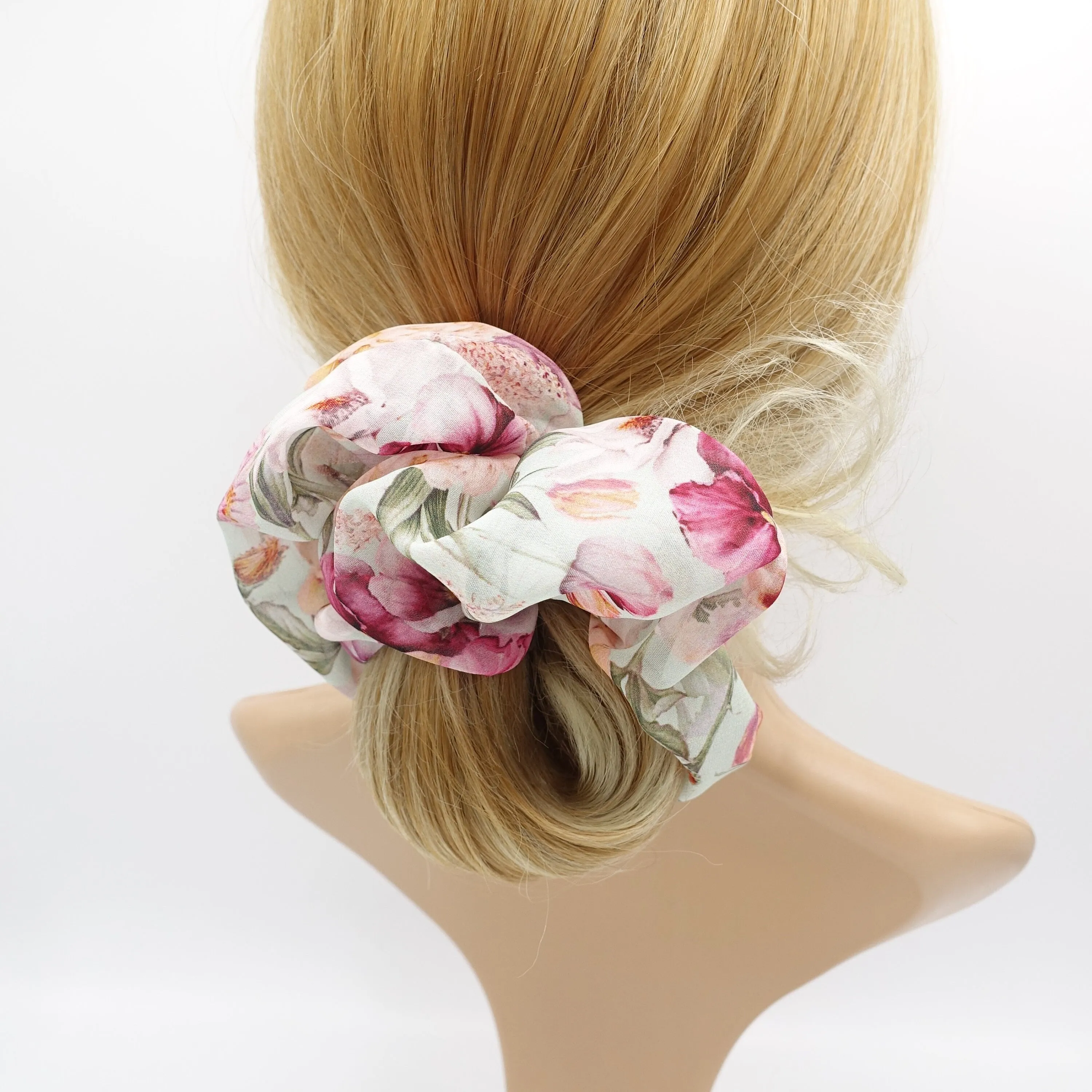 floral scrunchies oversized hair tie for women