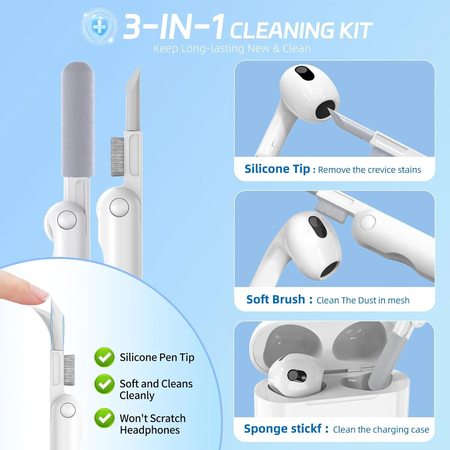 for Airpods 4 Case, Ekoonpft Flower Engraved Cases for Apple AirPods 4th Generation 2024, Soft Silicone Cover for Women Girly with 3-in-1 Cleaning Kit & Keychain, Anti-Scratch, Shockproof