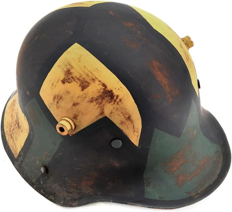 German 1916 Steel Helmet with Period Camoflage Hand Aged