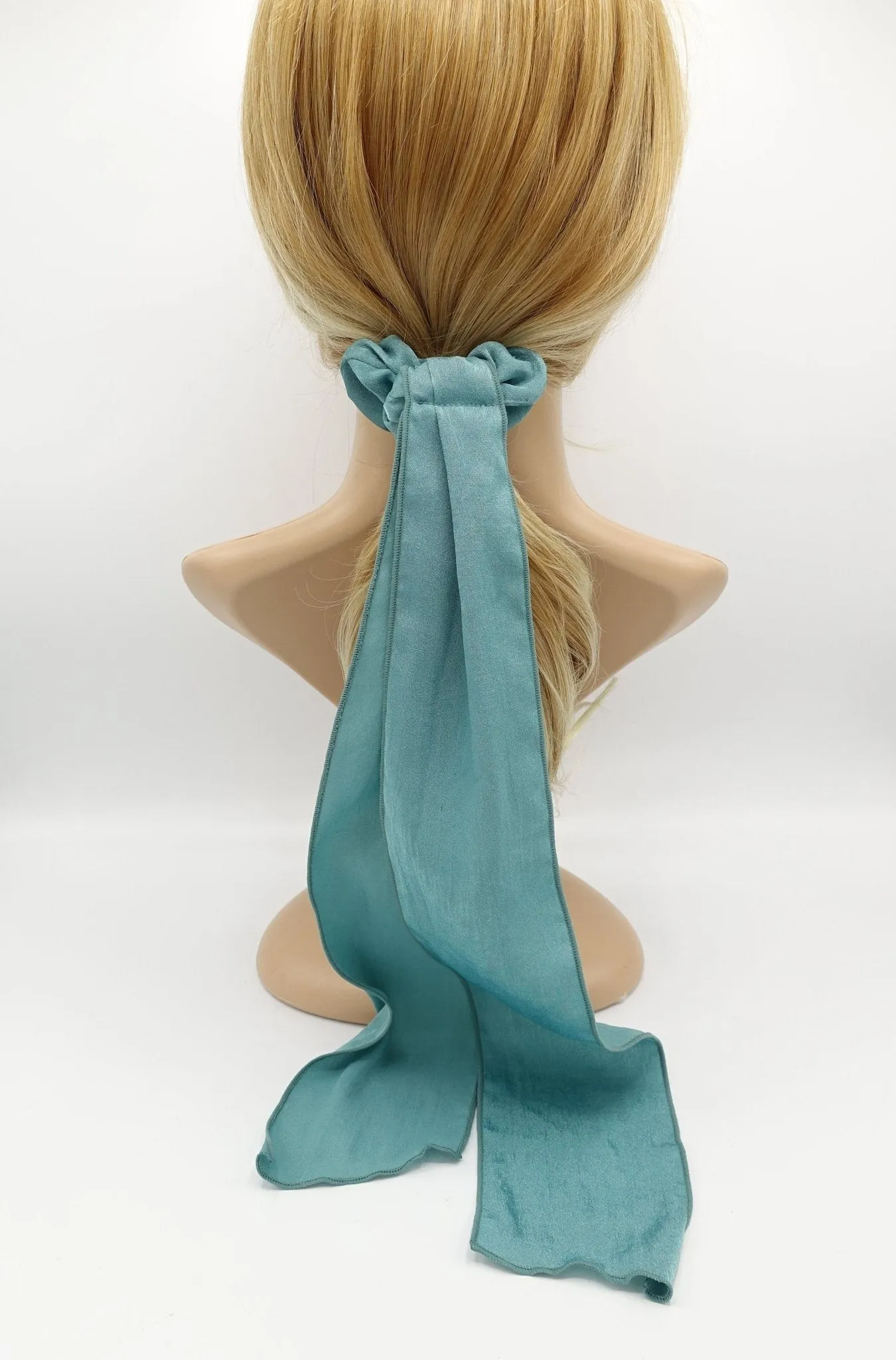 glossy long tail scrunchies bow knot hair elastic stylish ties women hair accessory