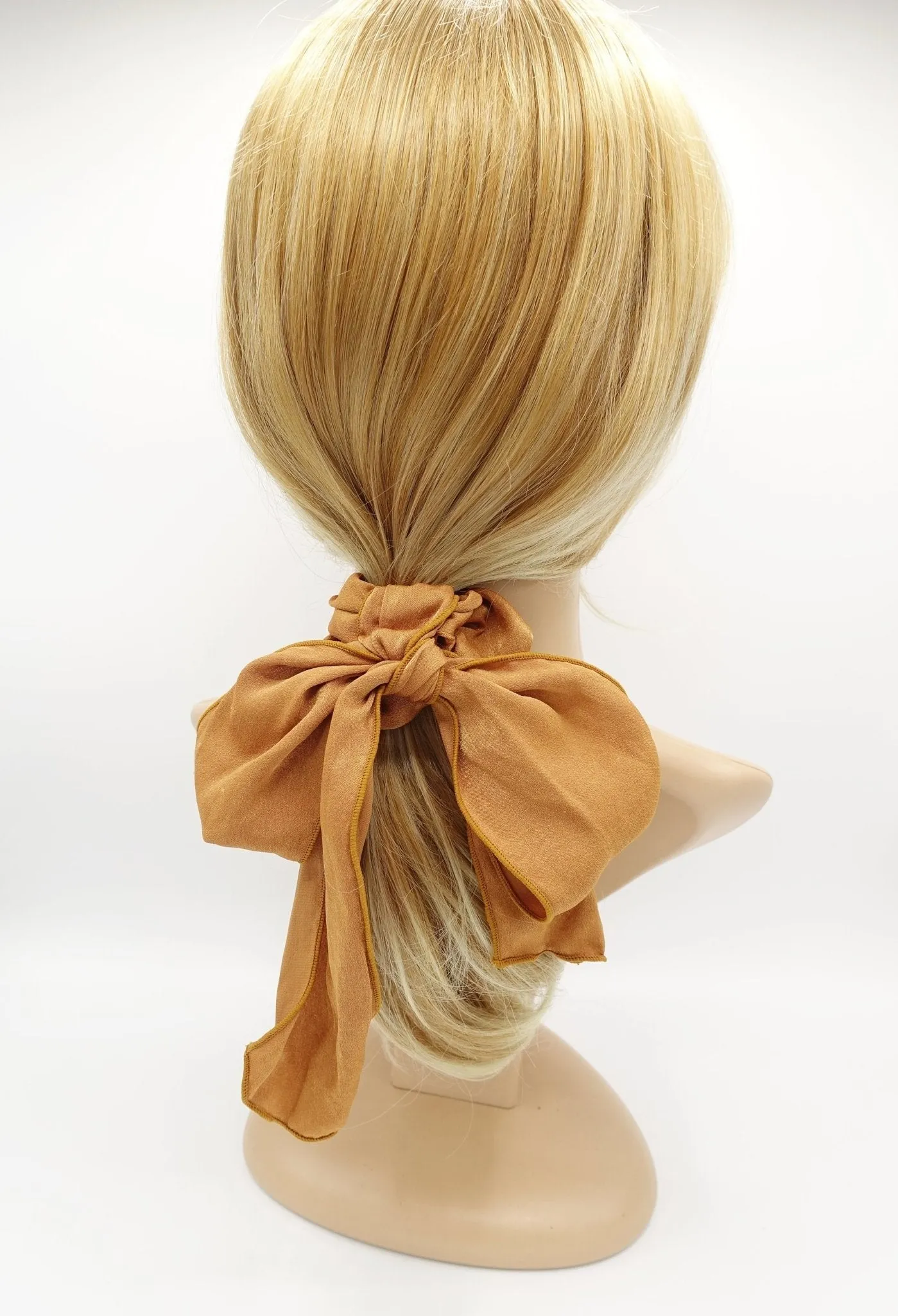 glossy long tail scrunchies bow knot hair elastic stylish ties women hair accessory