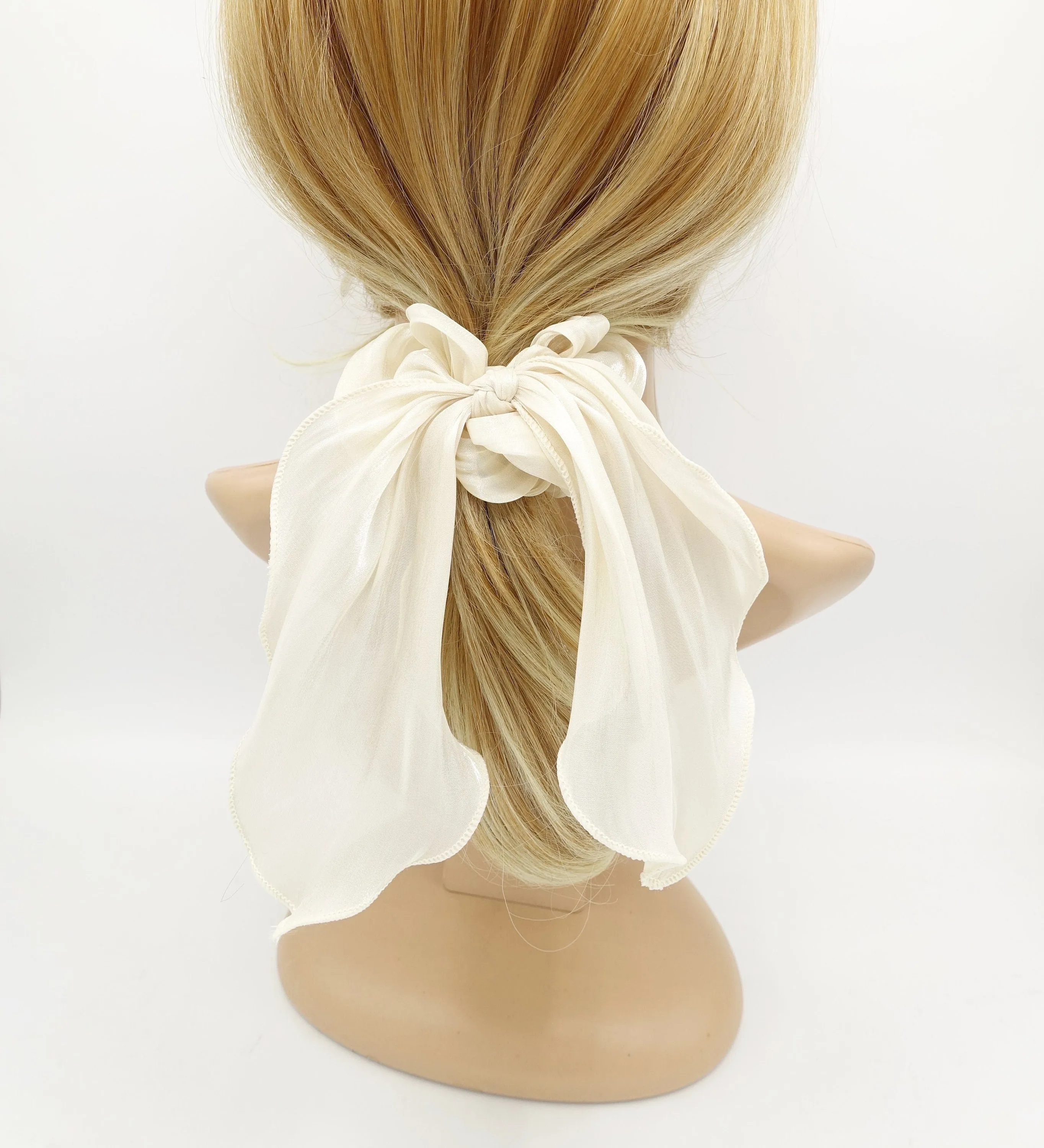 glossy organza knotted scrunchies tailed hair elastic tie women hair accessory