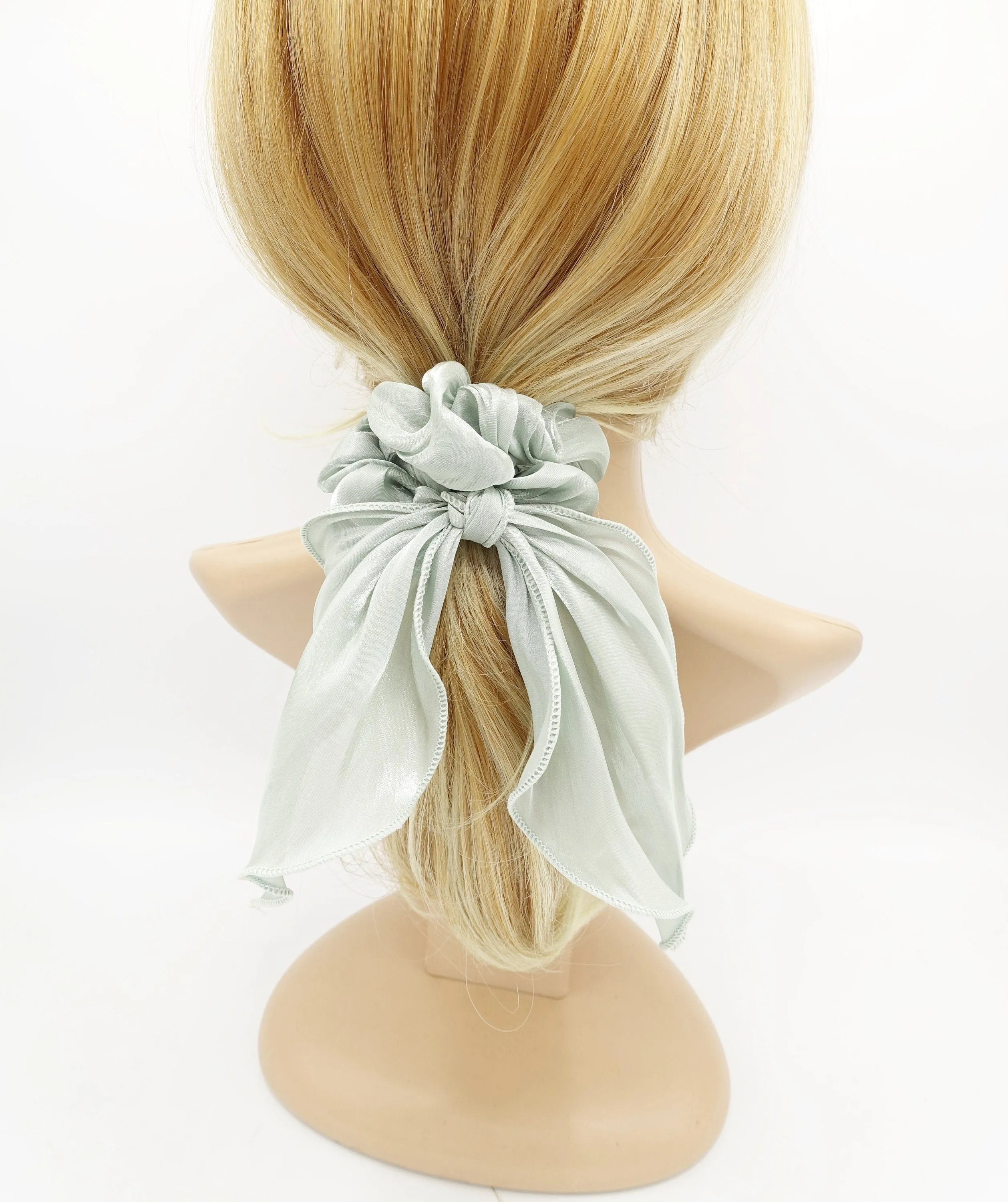 glossy organza knotted scrunchies tailed hair elastic tie women hair accessory