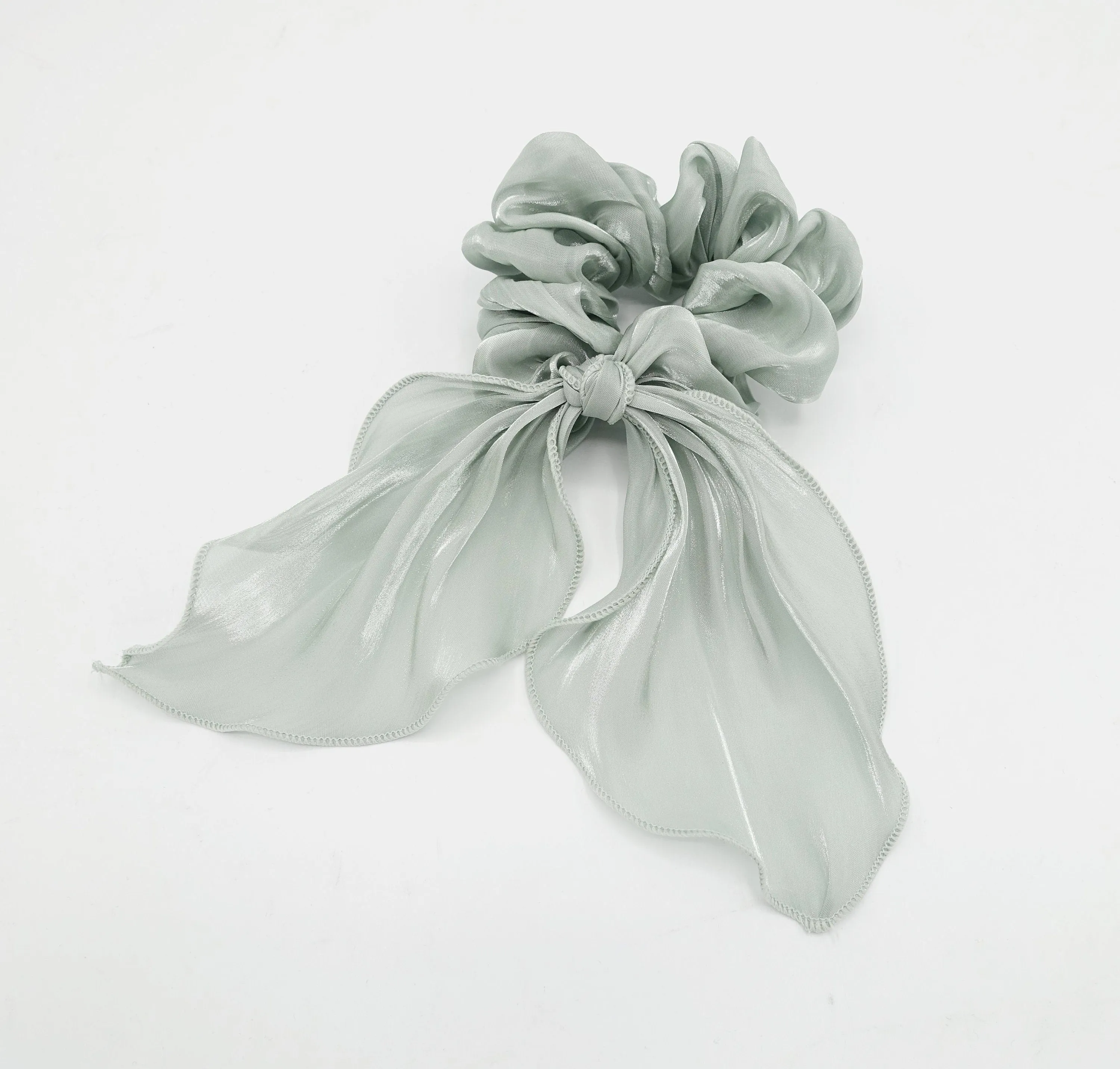 glossy organza knotted scrunchies tailed hair elastic tie women hair accessory