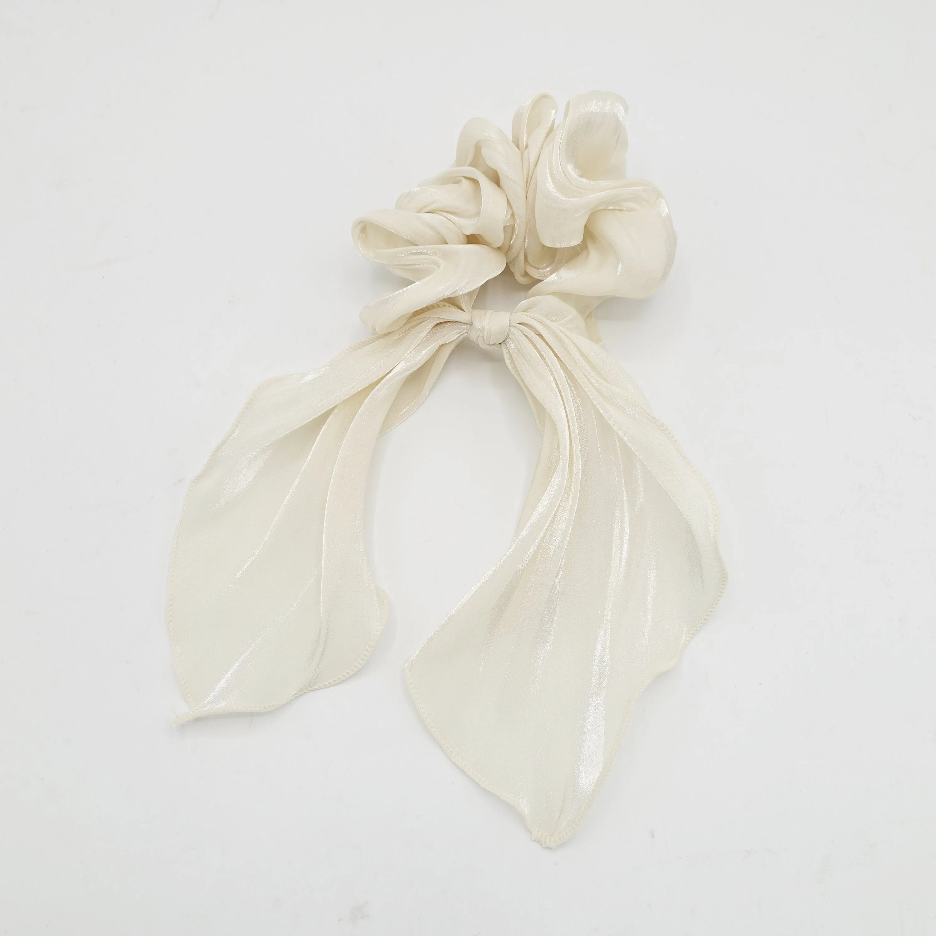 glossy organza knotted scrunchies tailed hair elastic tie women hair accessory