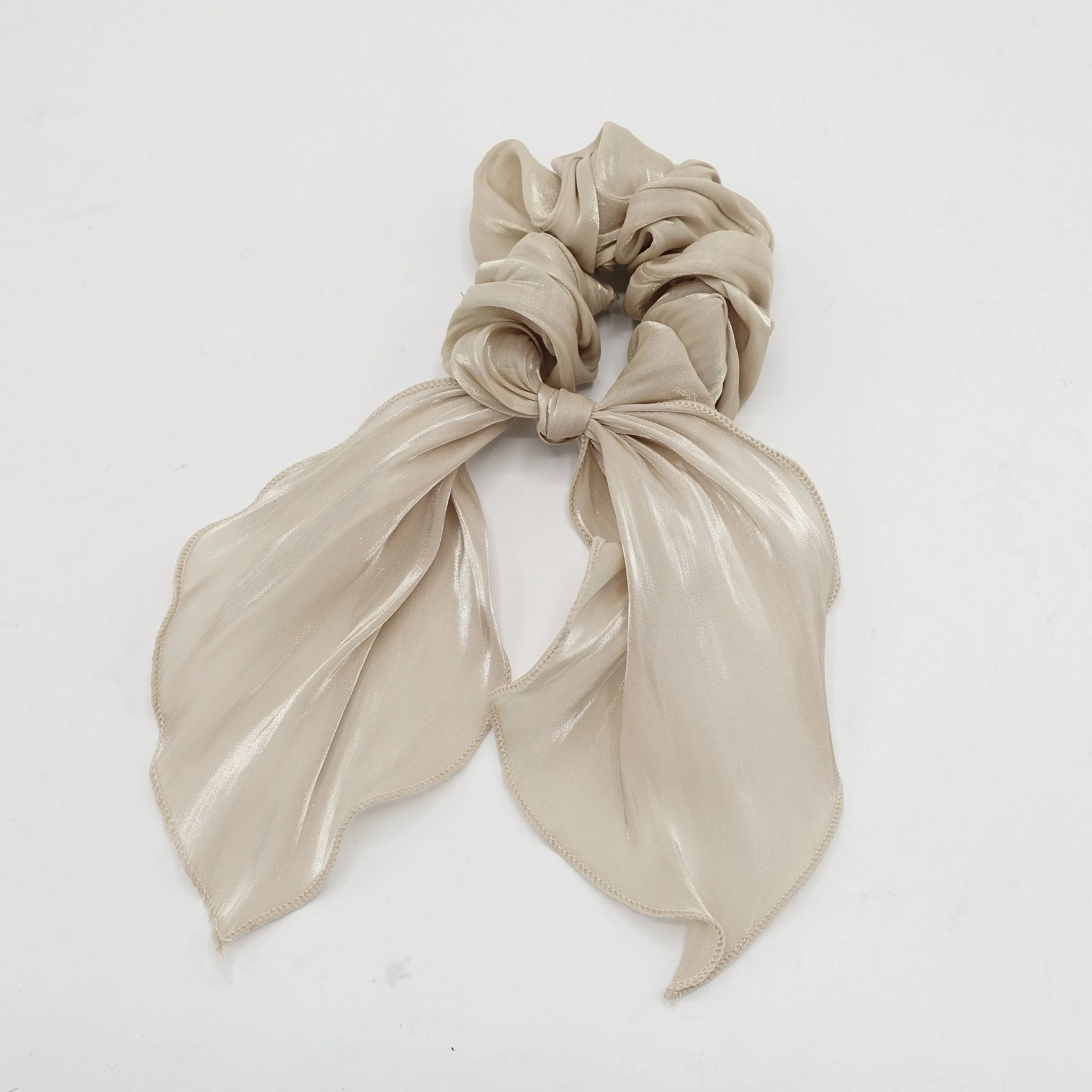 glossy organza knotted scrunchies tailed hair elastic tie women hair accessory