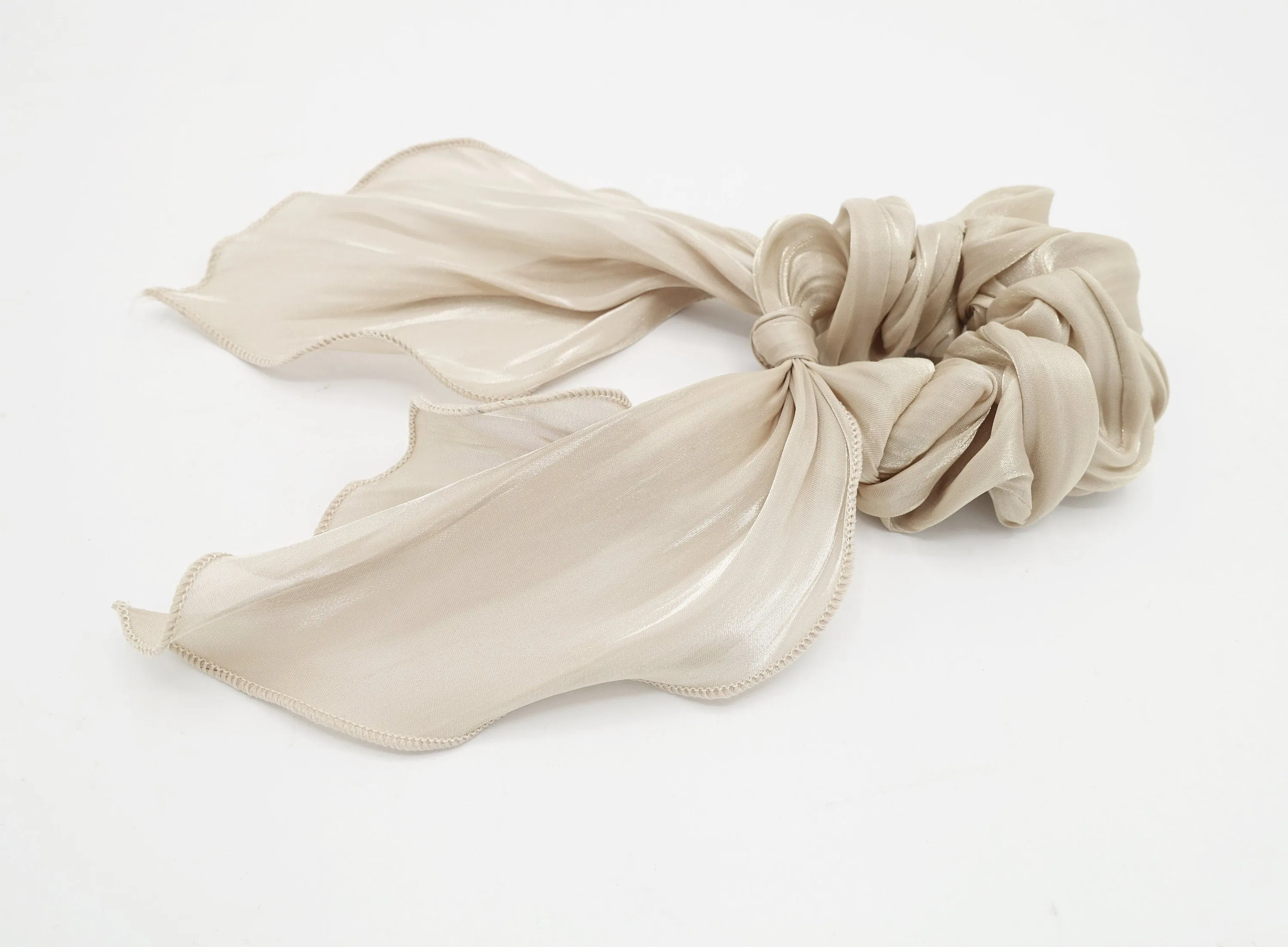 glossy organza knotted scrunchies tailed hair elastic tie women hair accessory