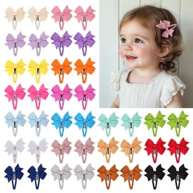 Hair Clips, 40-Pack Premium Quality Lightweight Hair Bows Snap Clips in 20 Colors, Baby Barrettes, Hair Pins, Hair Bows for Pigtails, Children Hair Accessories