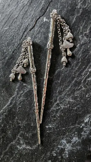 Hanging Mushroom Hair Sticks - CottageCore