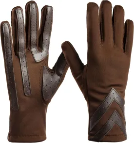 isotoner womens Spandex Touchscreen Cold Weather Gloves With Warm Fleece Lining and Chevron Details