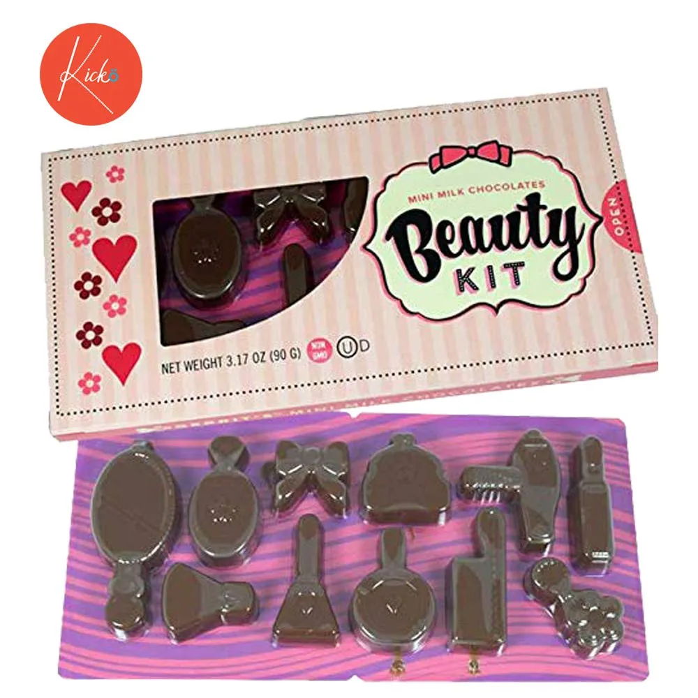 Kicko Mini Milk Chocolate Beauty Kit - Combs, Ribbons, Curlers - 3 Sets of 11 Pcs, 3.17