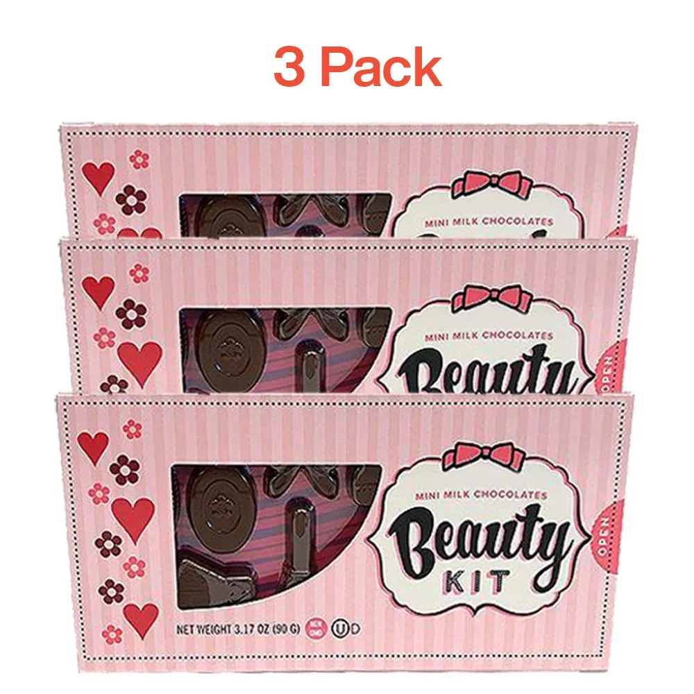 Kicko Mini Milk Chocolate Beauty Kit - Combs, Ribbons, Curlers - 3 Sets of 11 Pcs, 3.17