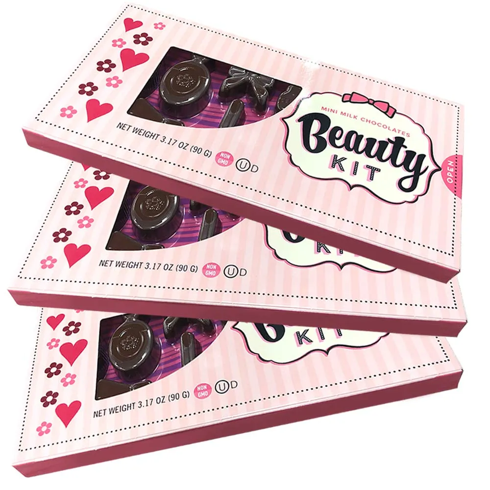 Kicko Mini Milk Chocolate Beauty Kit - Combs, Ribbons, Curlers - 3 Sets of 11 Pcs, 3.17
