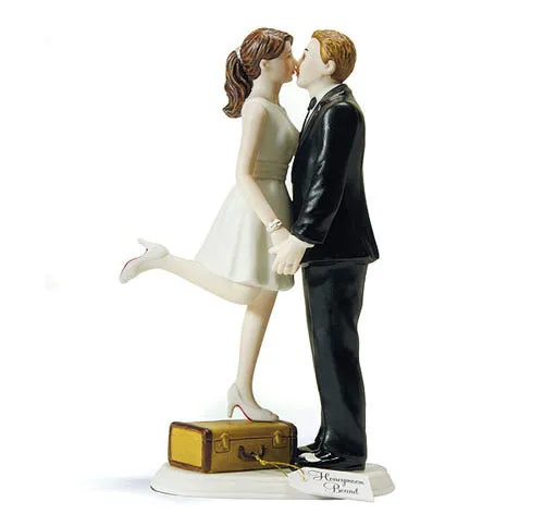Kiss & We're Off Bride & Groom Cake Topper