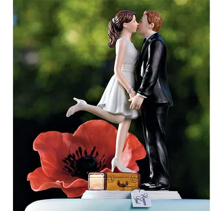 Kiss & We're Off Bride & Groom Cake Topper