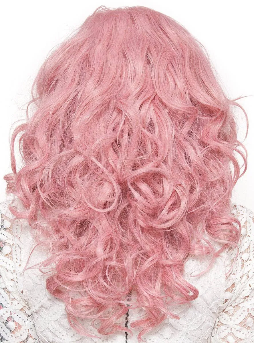 Lace Front 22" Curly Milkshake Pink Womens Fashion Wig