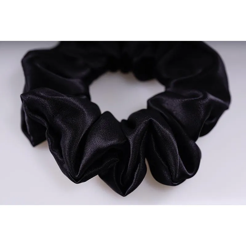 Large Silk Hair Scrunchie - Black - Dropshipping