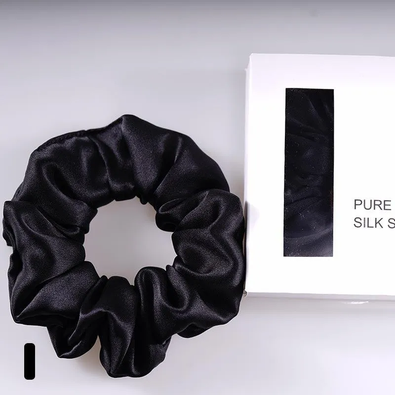 Large Silk Hair Scrunchie - Black - Dropshipping
