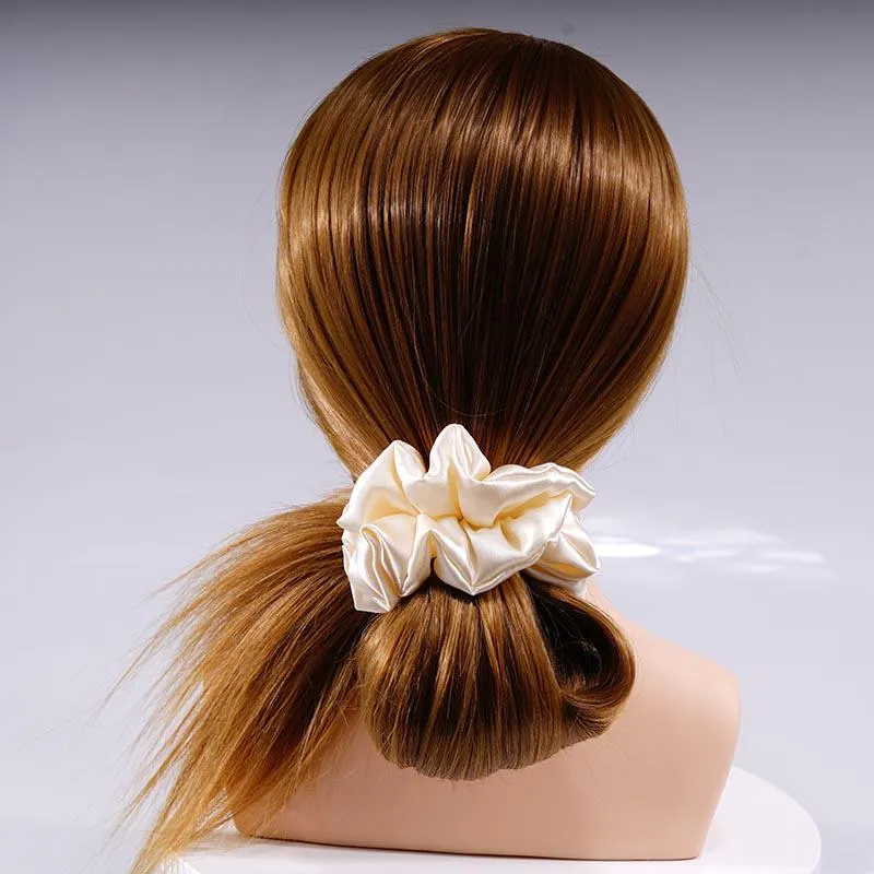 Large Silk Scrunchies Fluffy - Champagne